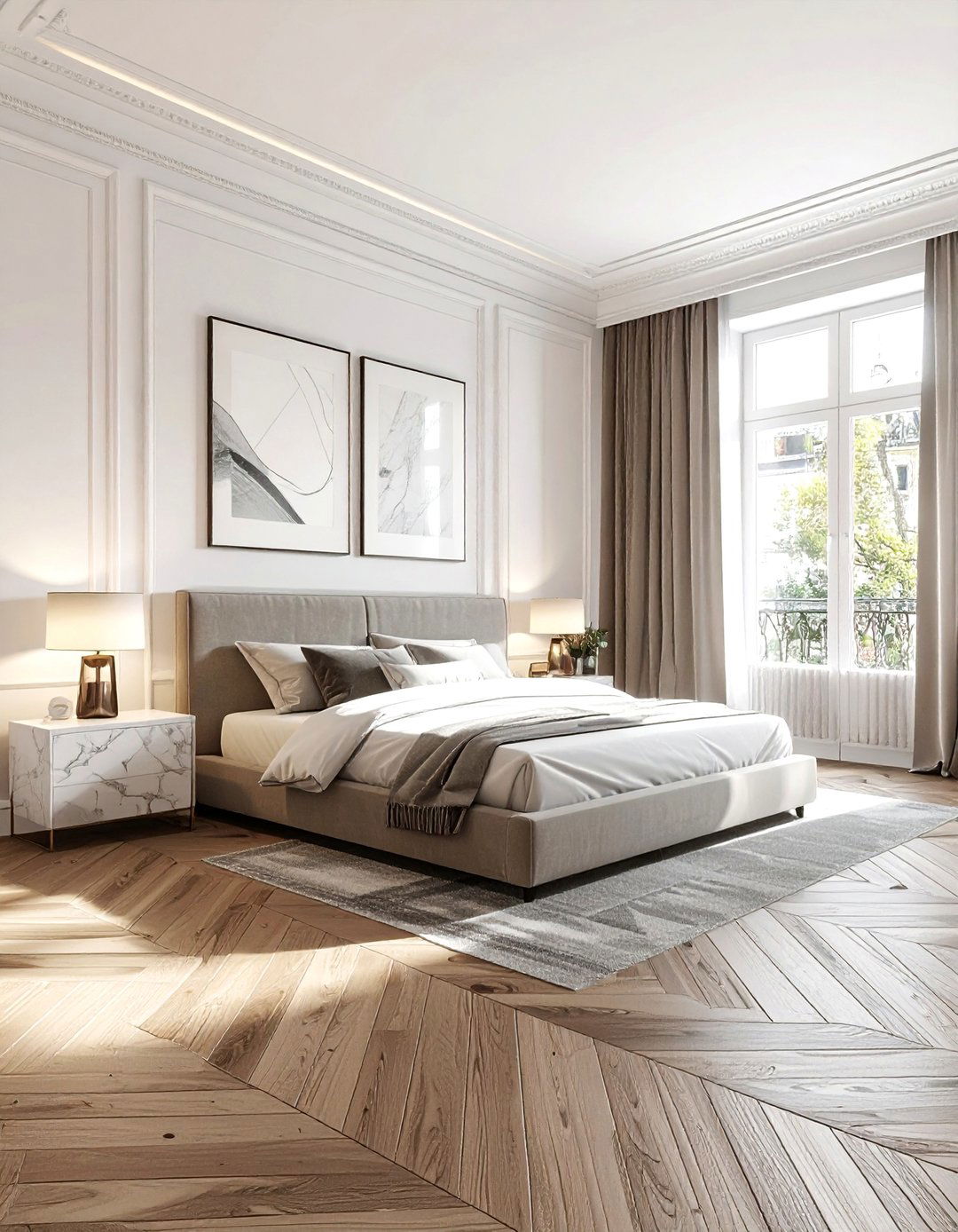 Chevron parquet floor - 30 bedroom floor design ideas