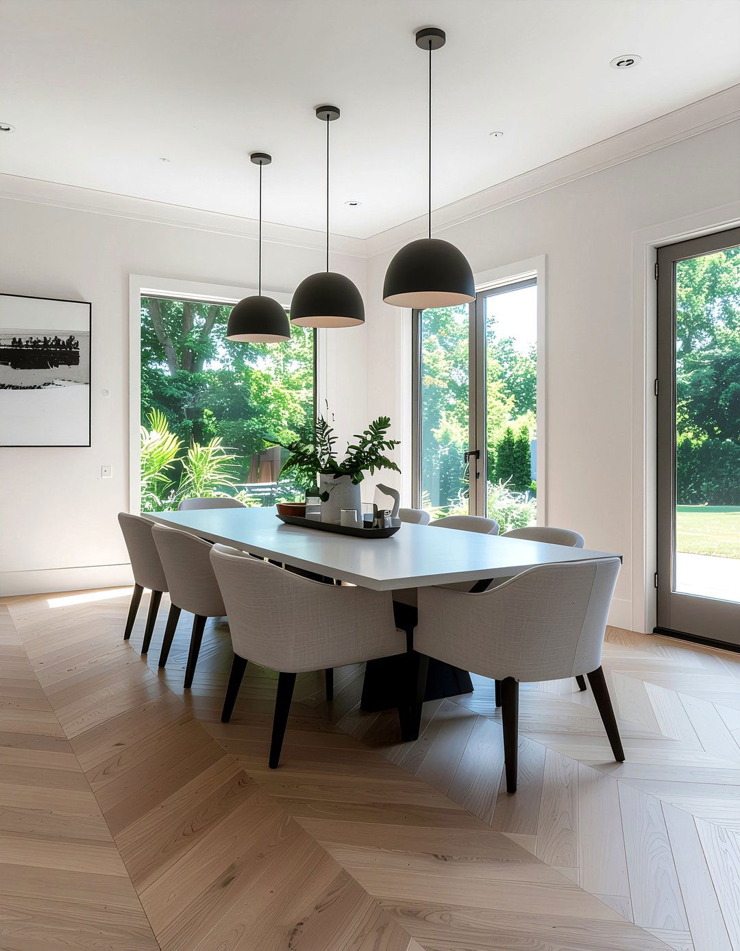 Chevron tile floor - 30 dining room tile floor ideas