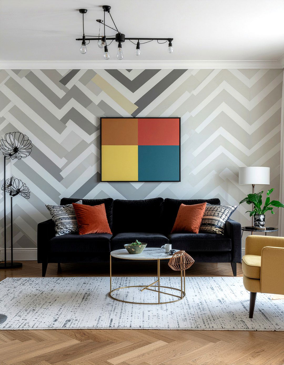 Chevron wall stencil - 30 living room wall stencils