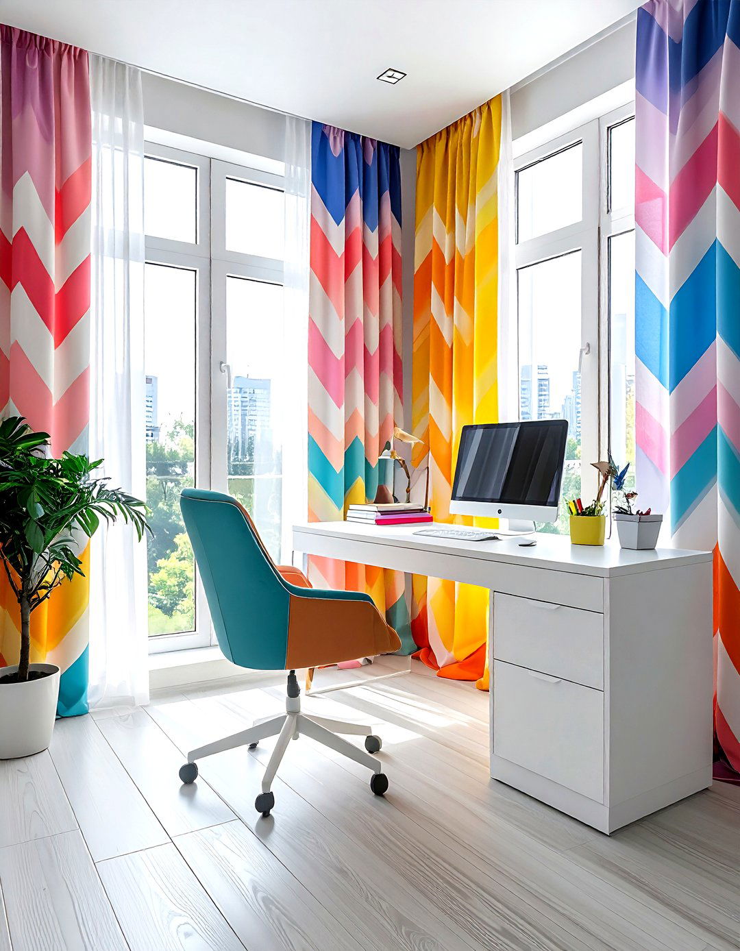 Chevron window panels - 30 colorful curtain ideas
