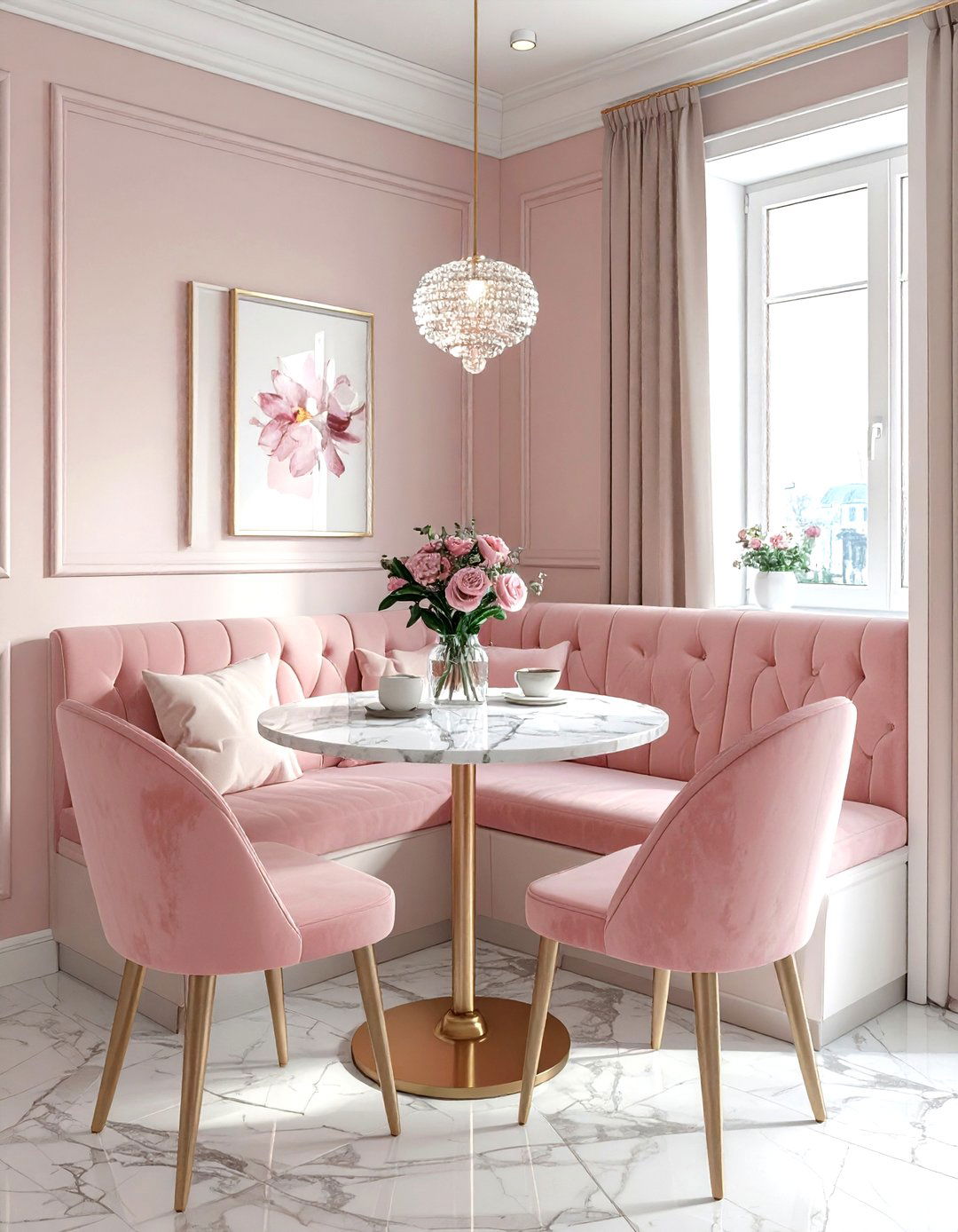 Chic Breakfast Nook - 30 glam dining room ideas