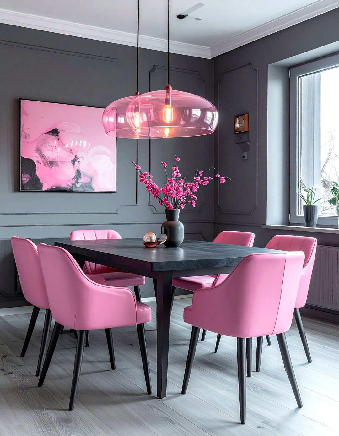 Chic Gray And Pink Dining Room - 30 pink and gray dining room ideas