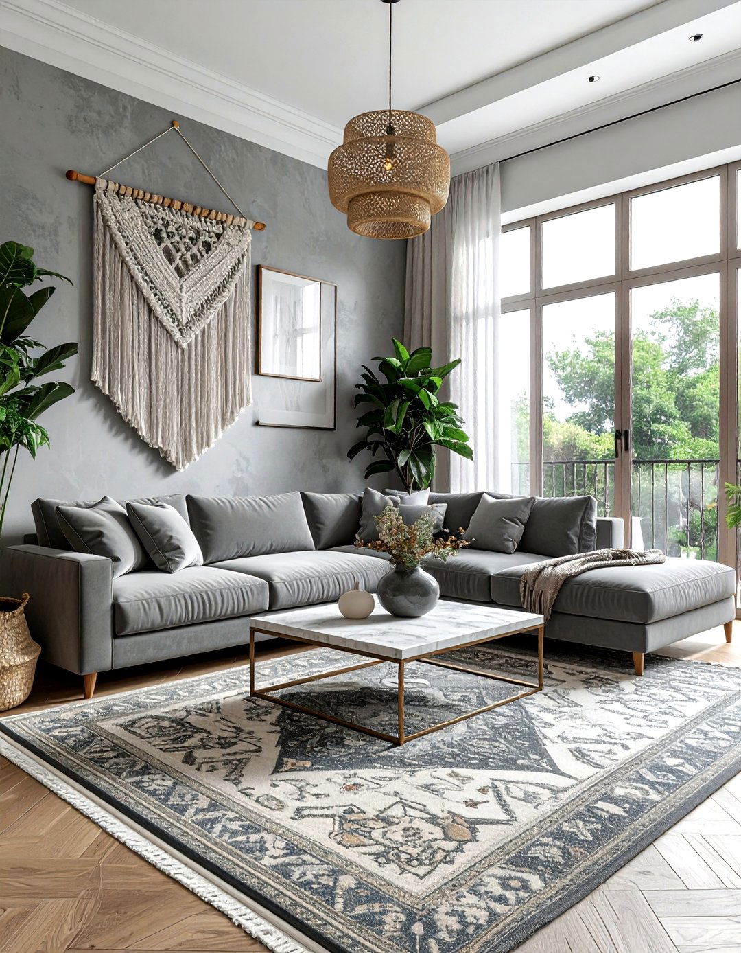 Chic Grey Boho Living Room - 30 bohemian grey living room ideas