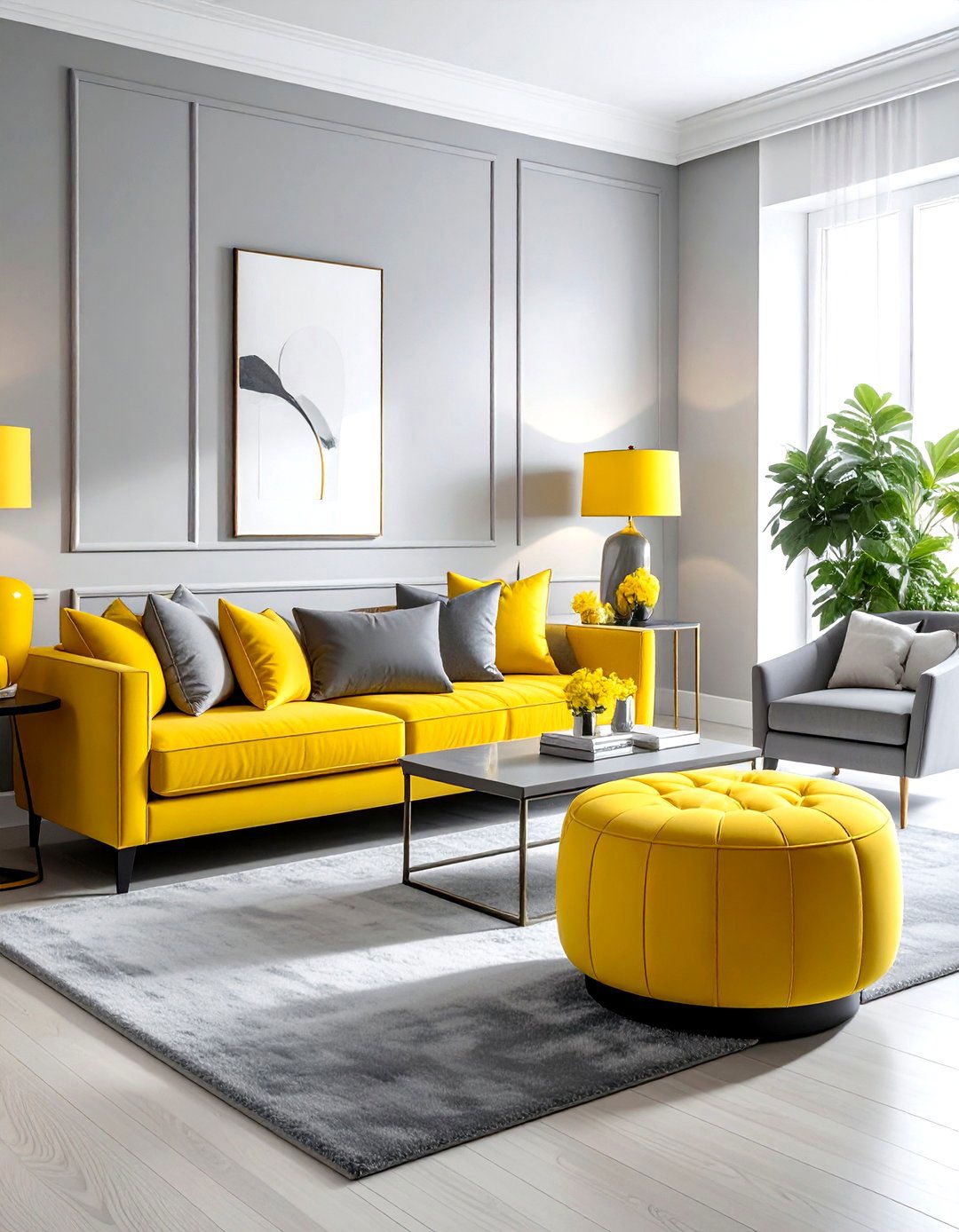 Chic gray and yellow living room - 30 gray and yellow living room ideas
