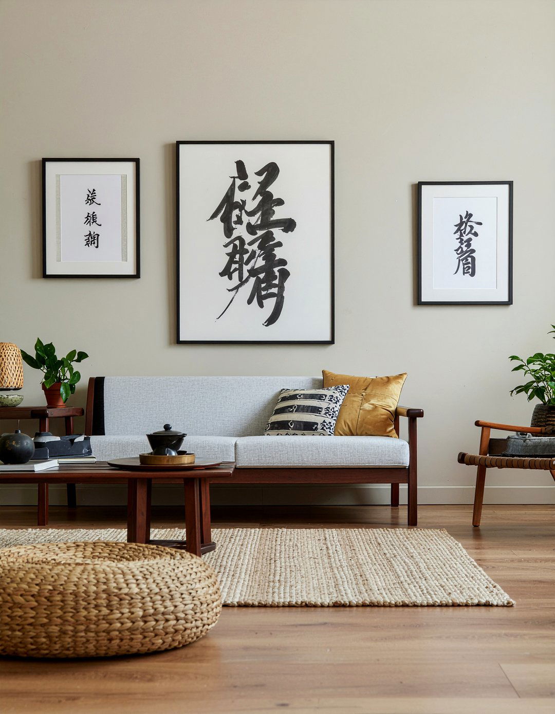 Chinese calligraphy wall art - 30 Chinese living room ideas