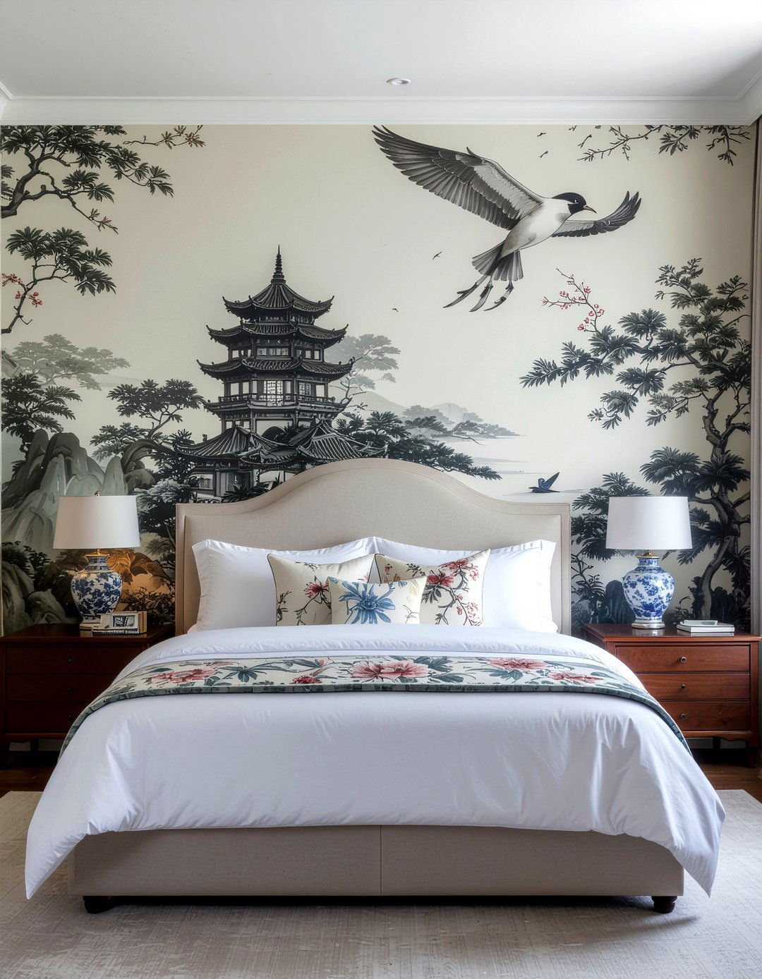 Chinoiserie Bird Wallpaper - 30 bird bedroom ideas