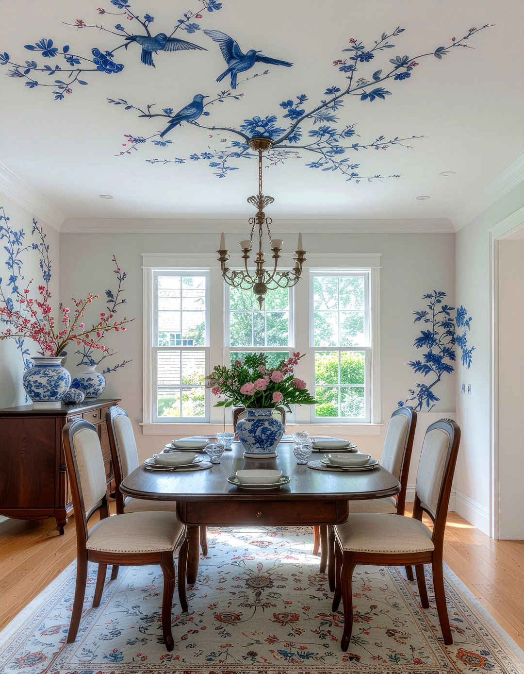 Chinoiserie Ceiling Wallpaper Dining Room - 30 dining room wallpapered ceiling ideas