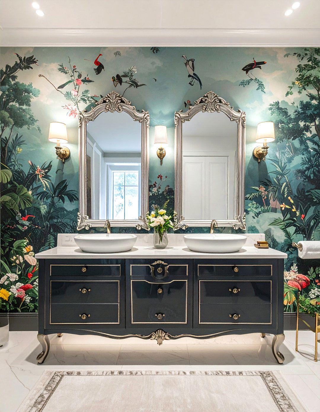 Chinoiserie bathroom wallpaper - 30 bathroom wallpaper ideas