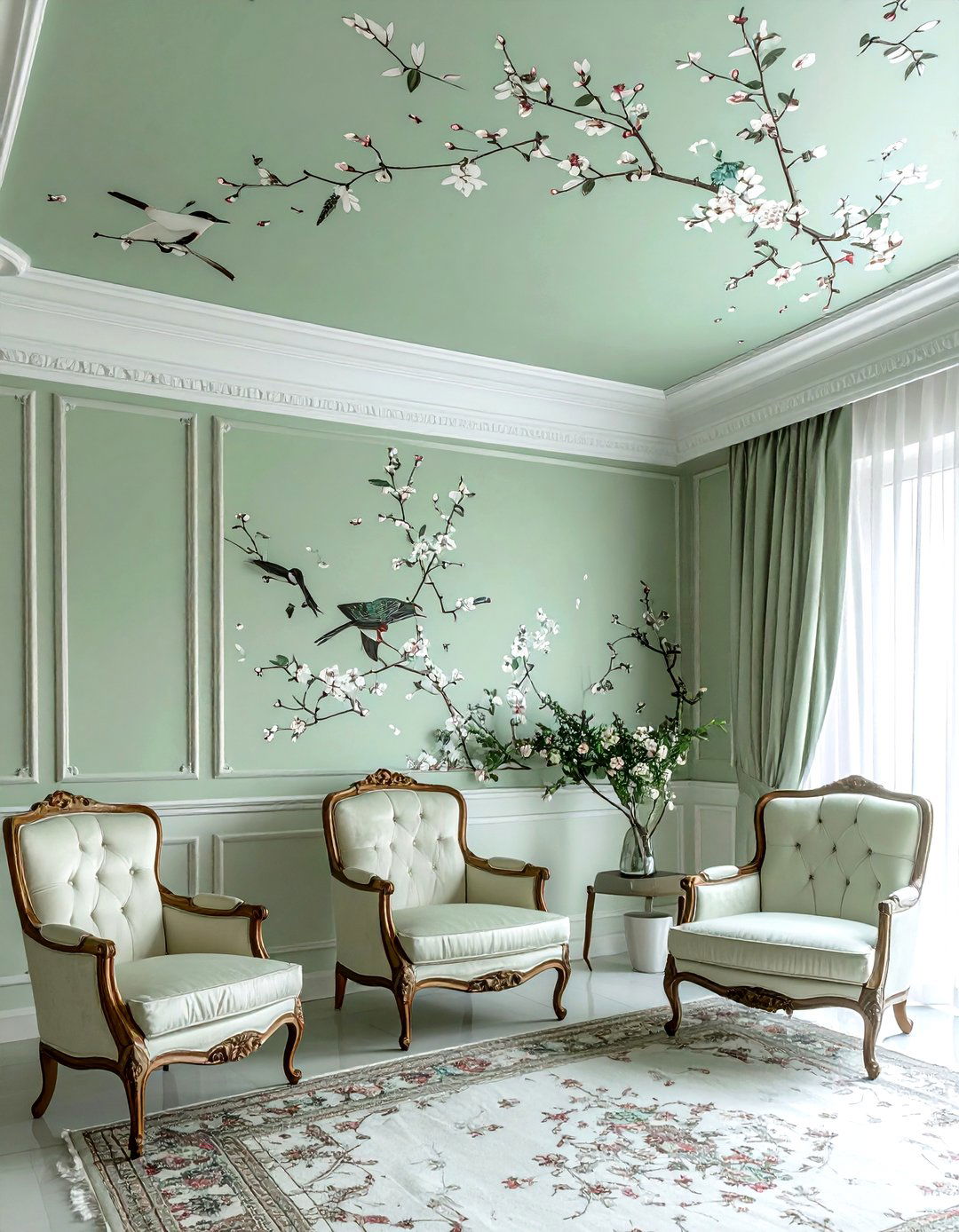 Chinoiserie ceiling wallpaper - 30 ceiling wallpaper ideas