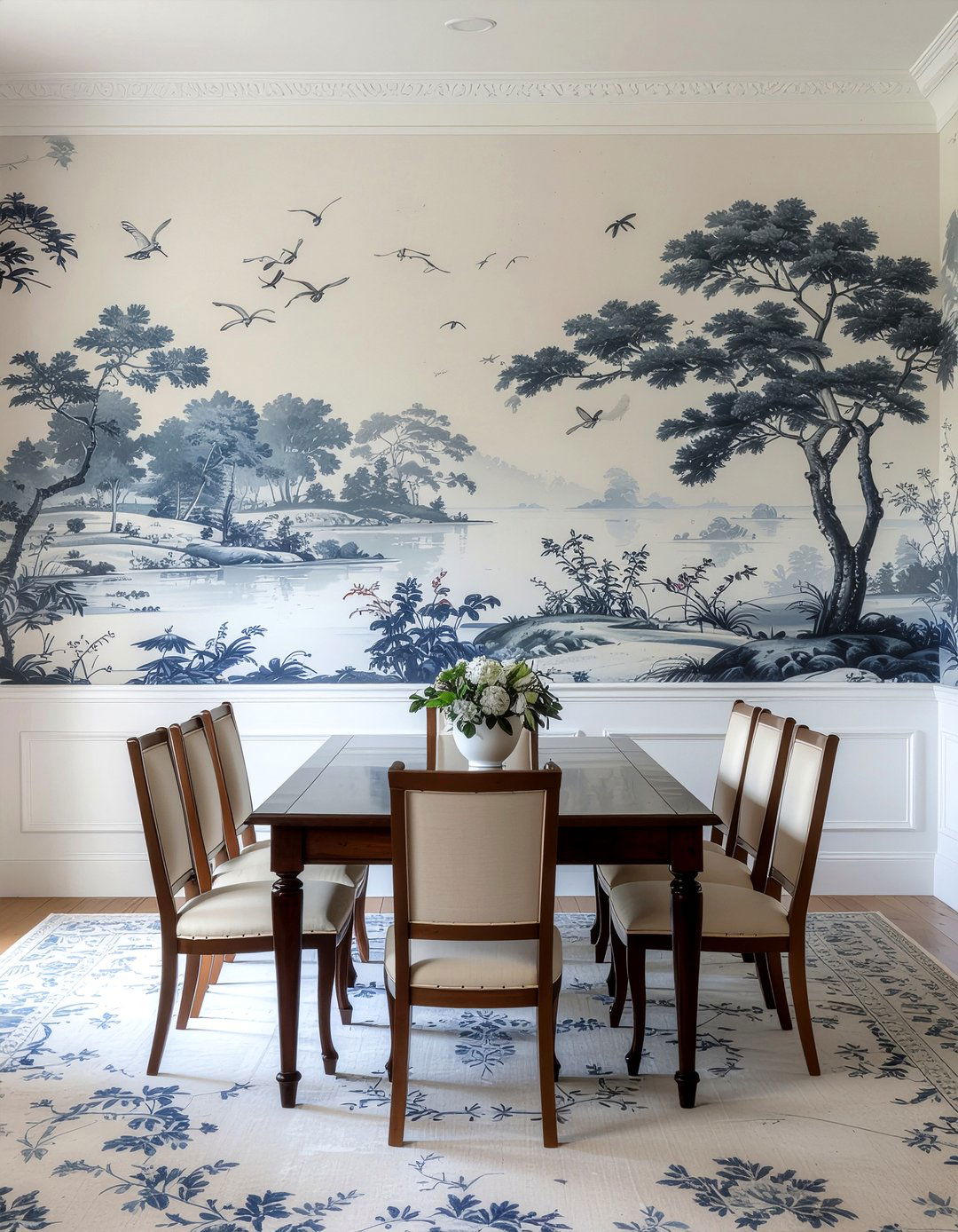 Chinoiserie dining room wallpaper - 30 dining room wallpaper accent ideas