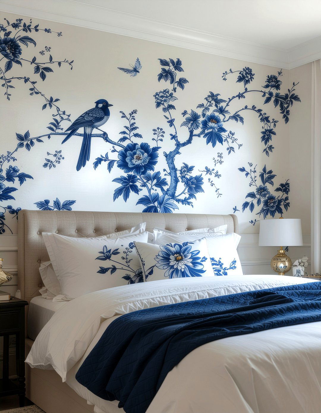 Chinoiserie floral wallpaper - 30 floral themed bedroom ideas