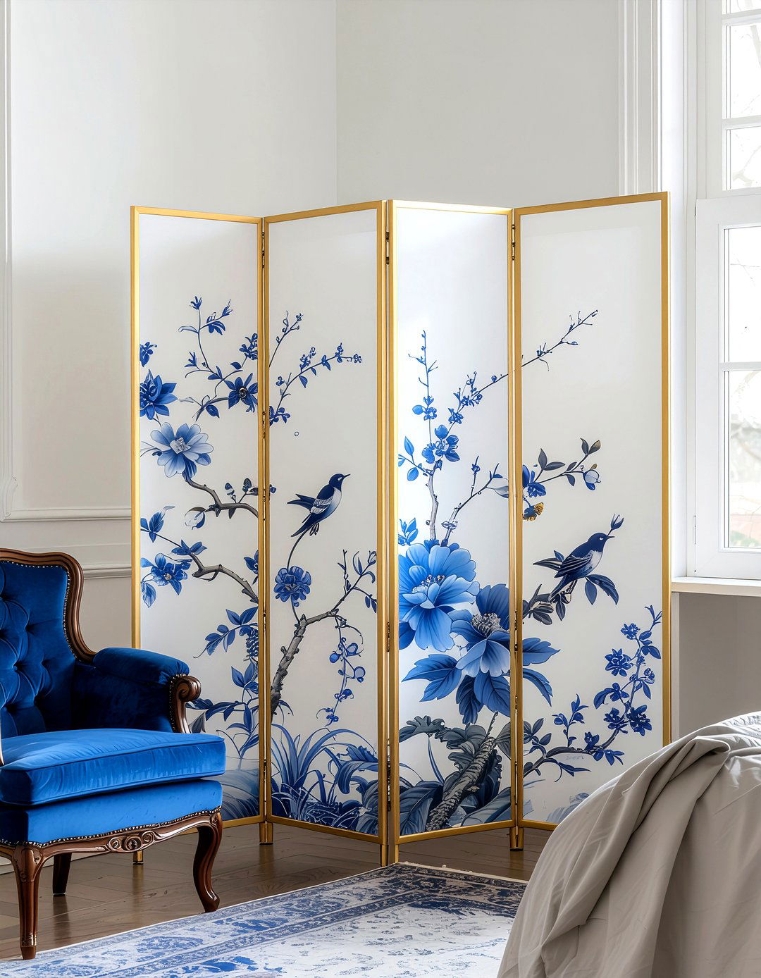 Chinoiserie folding screen - 30 floral pattern decor ideas