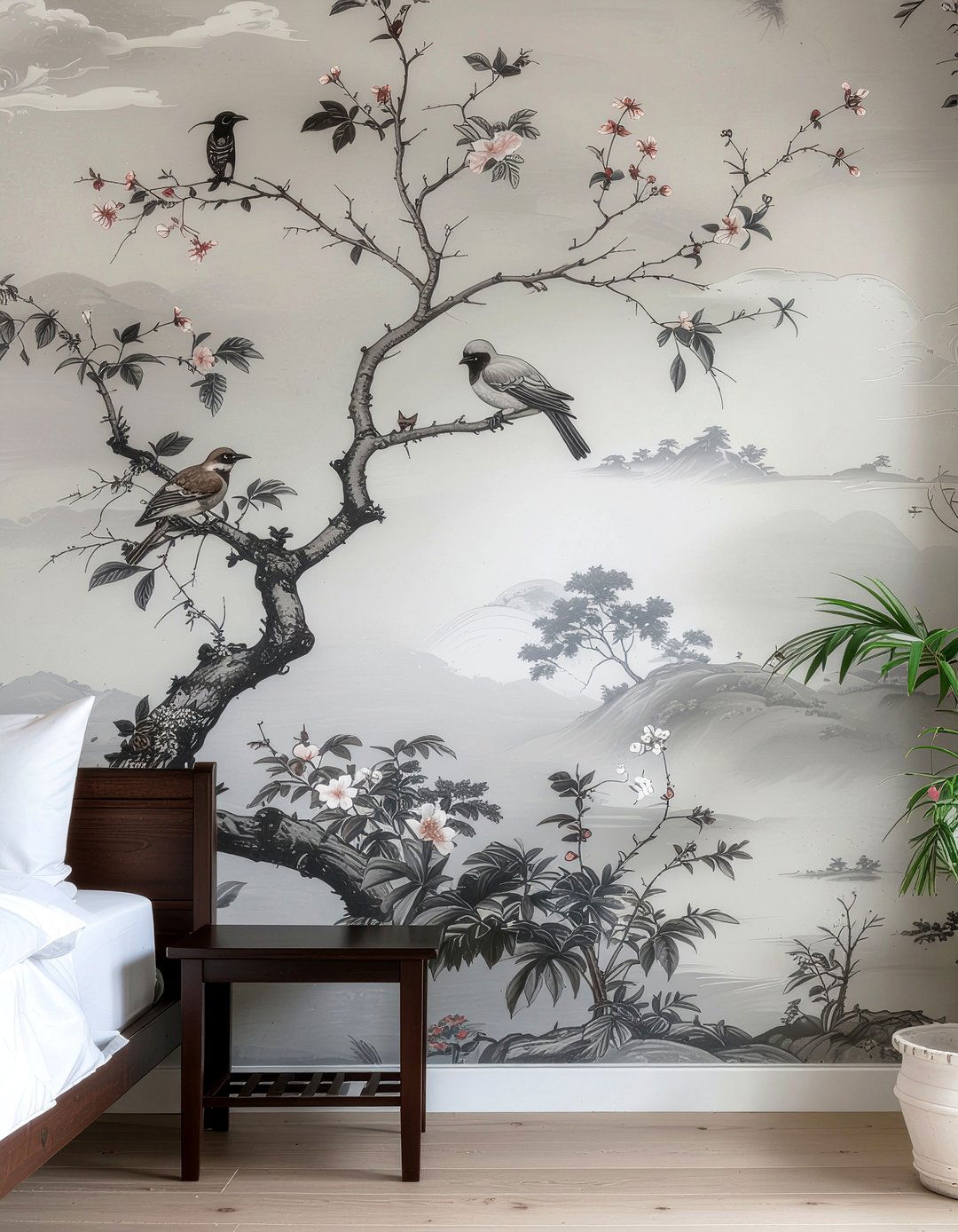 Chinoiserie style wallpaper - 30 Georgian bedroom ideas