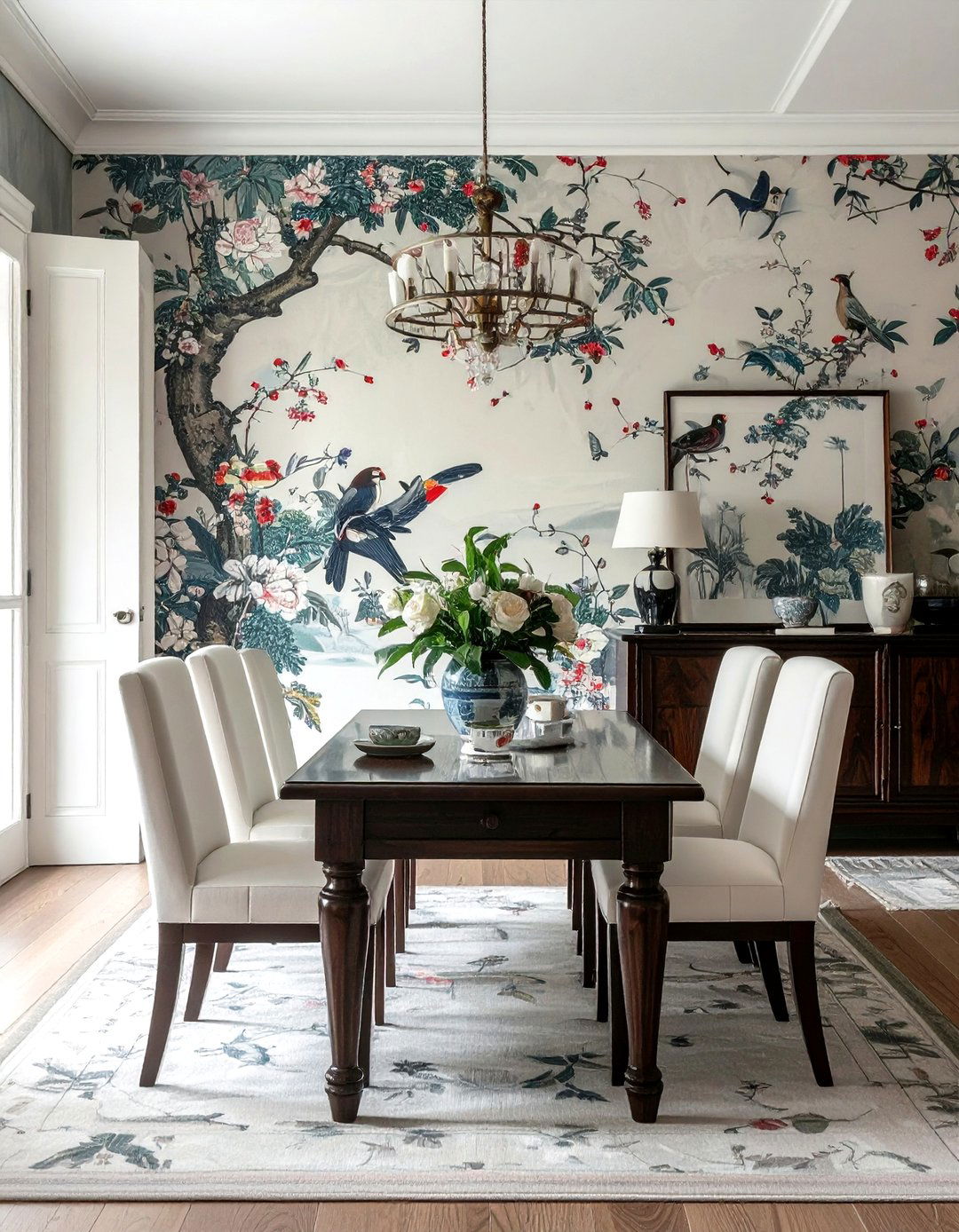 Chinoiserie wallpaper dining room - 30 updated traditional dining room ideas