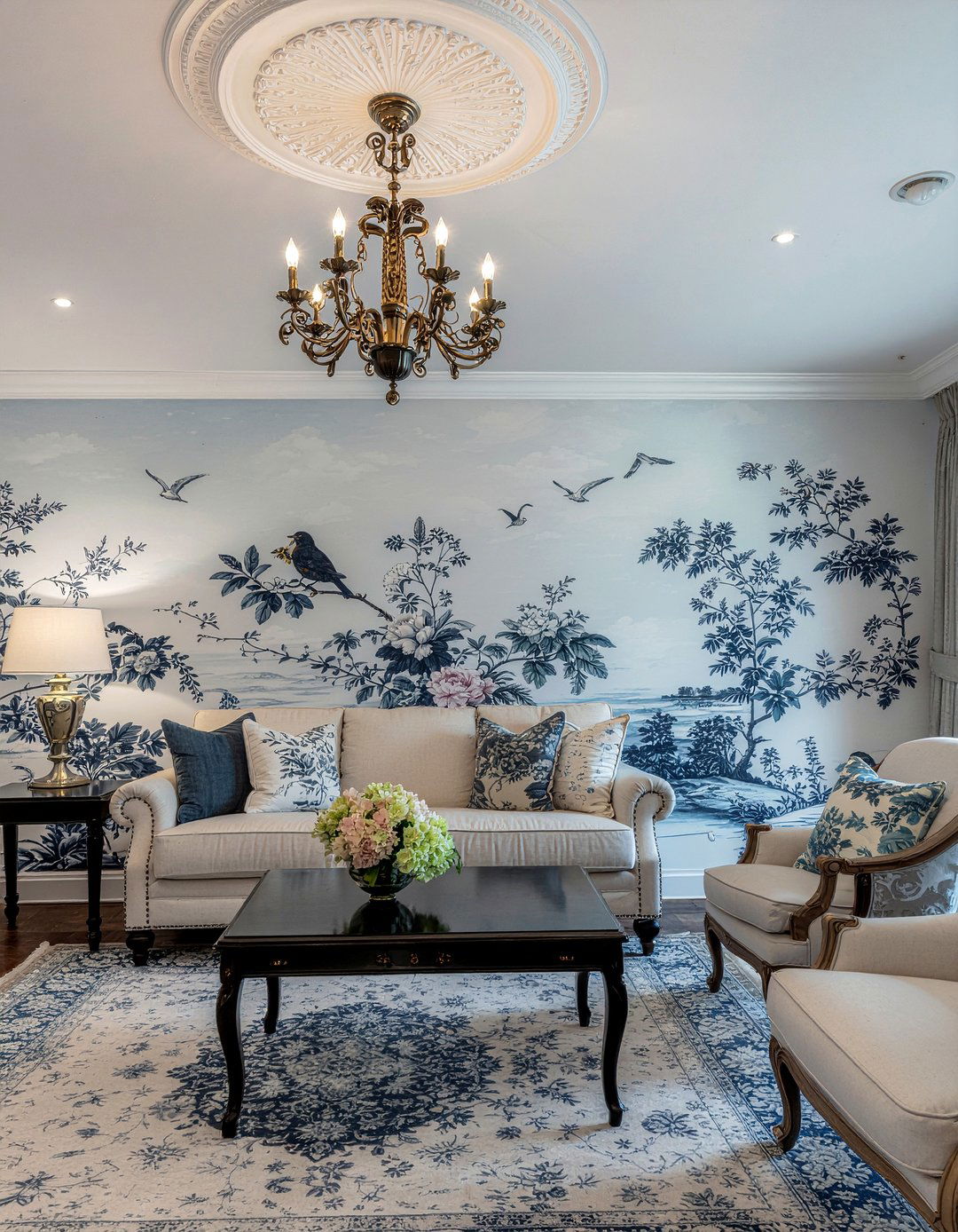 Chinoiserie wallpaper patterns - 30 maximalist living room ideas