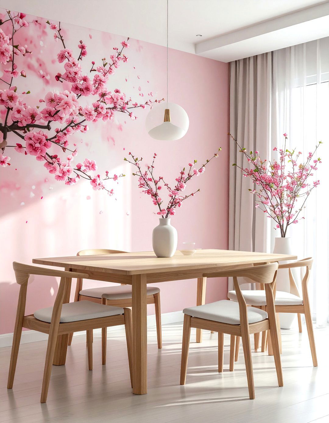 Chinoiserie wallpaper with cherry blossoms - 30 chinoiserie wallpaper dining room ideas