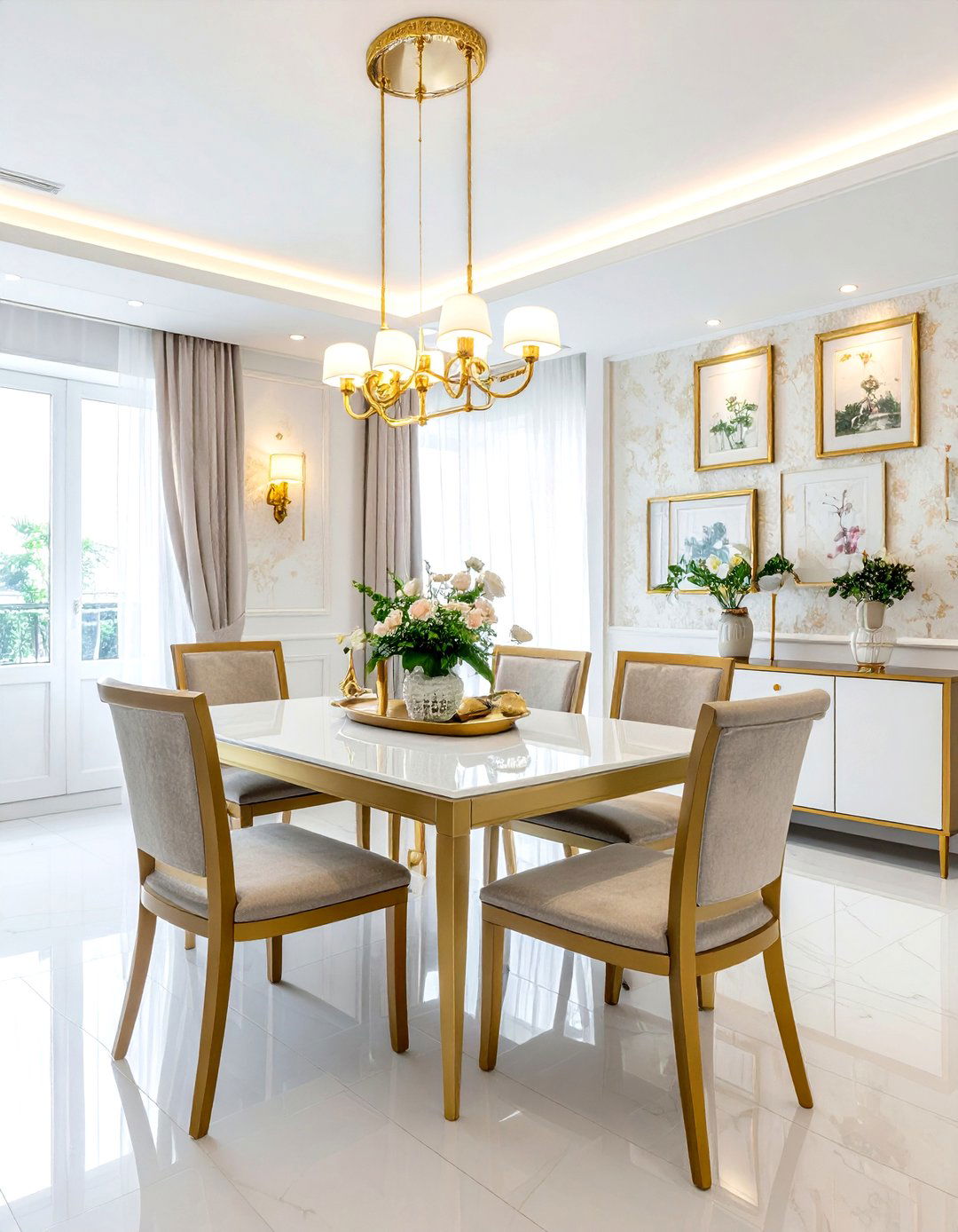 Chinoiserie wallpaper with gold accents - 30 chinoiserie wallpaper dining room ideas