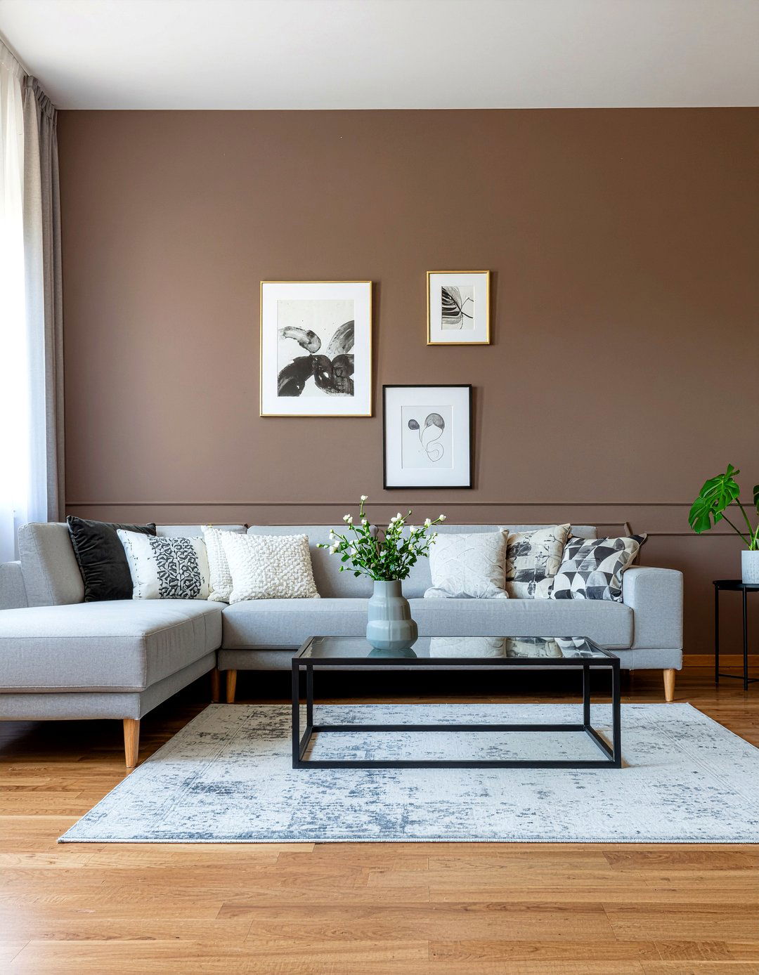 Chocolate Brown Accent Wall - 30 chocolate living room ideas