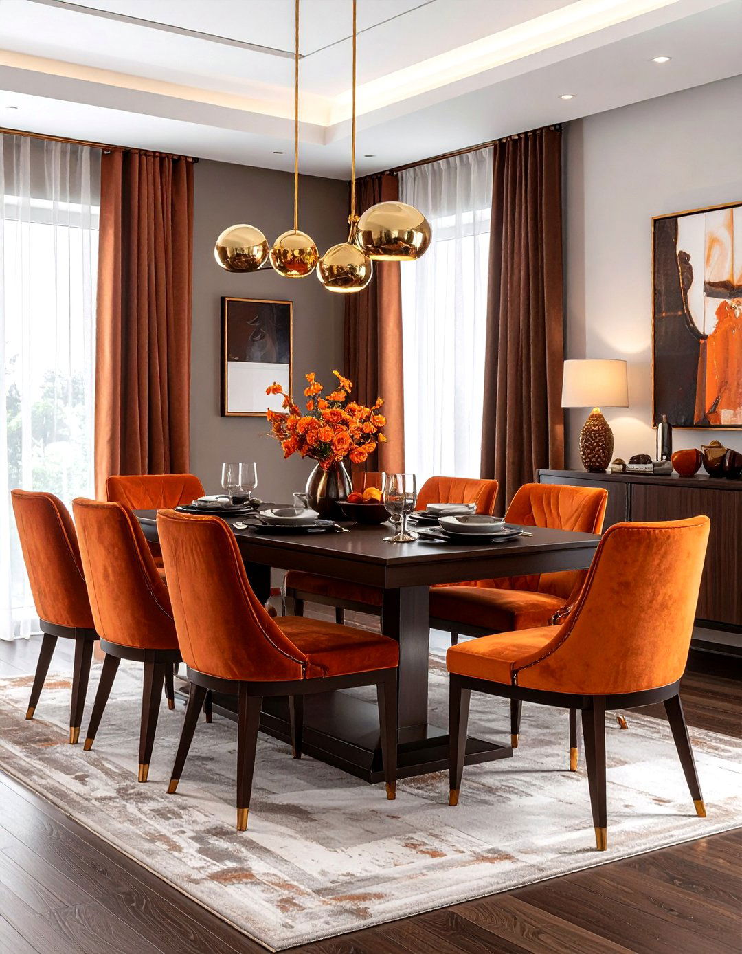 Chocolate Brown And Orange Dining Room - 30 chocolate dining room ideas