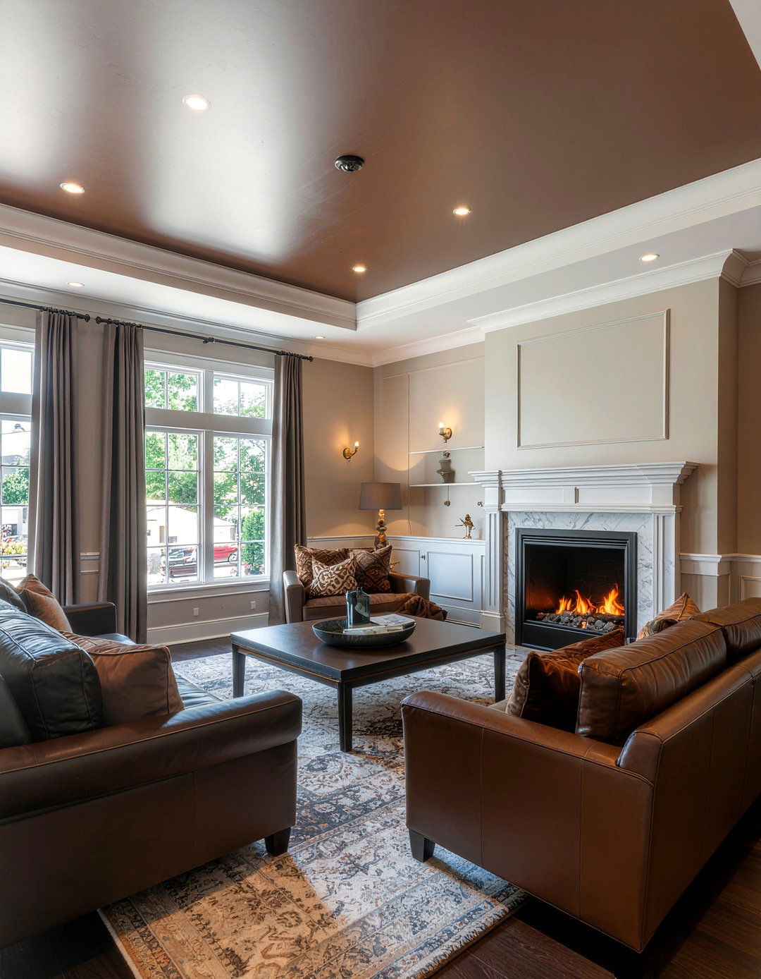 Chocolate Brown Ceiling - 30 chocolate living room ideas