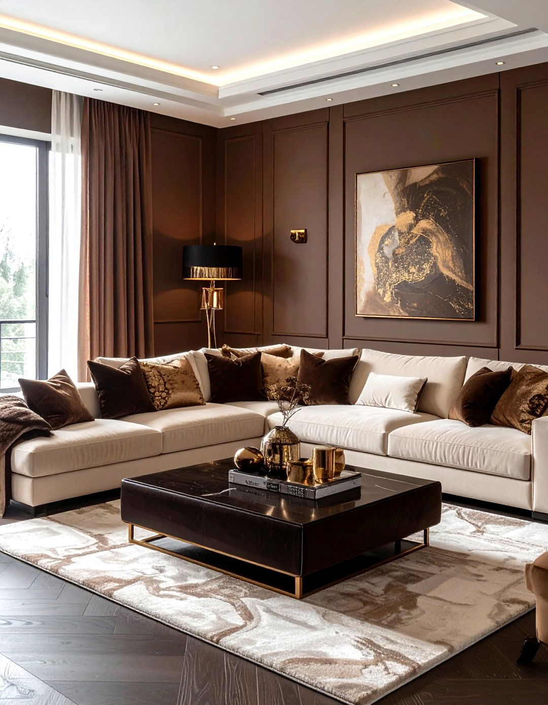 Chocolate Brown Living Room - 30 brown decor ideas
