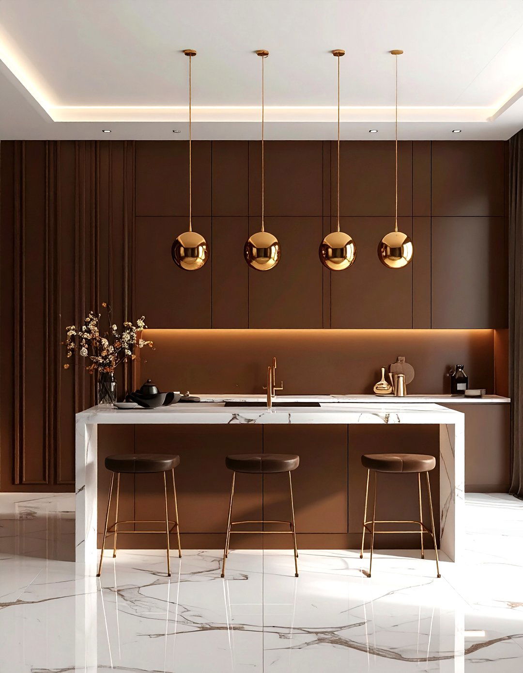 Chocolate Brown Paint - 30 warm brown kitchen ideas