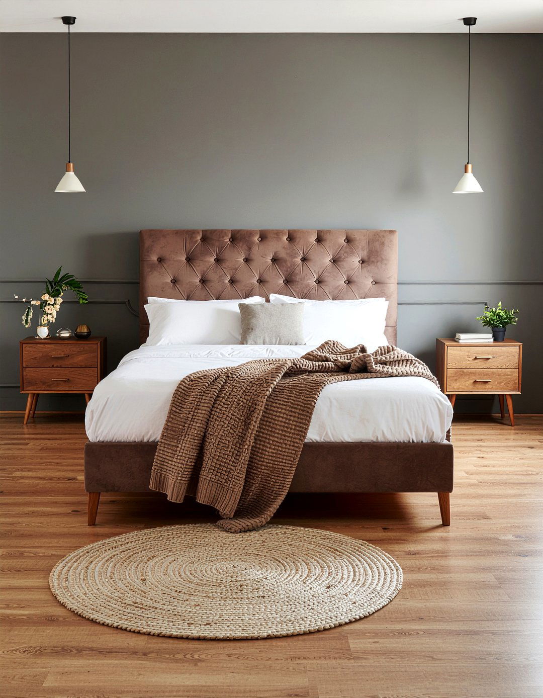 Chocolate Brown Upholstered Bed - 30 chocolate bedroom ideas