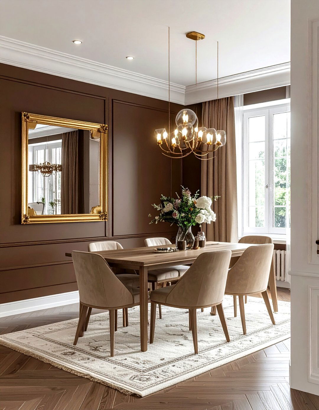 Chocolate Brown Walls - 30 brown dining room ideas