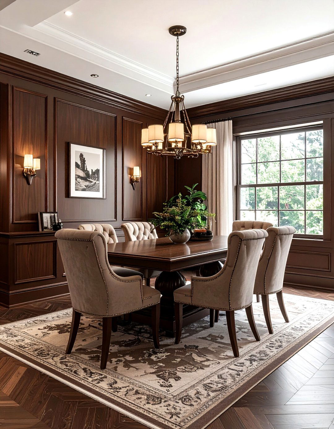 Chocolate Brown Wood Paneling Dining Room - 30 chocolate dining room ideas