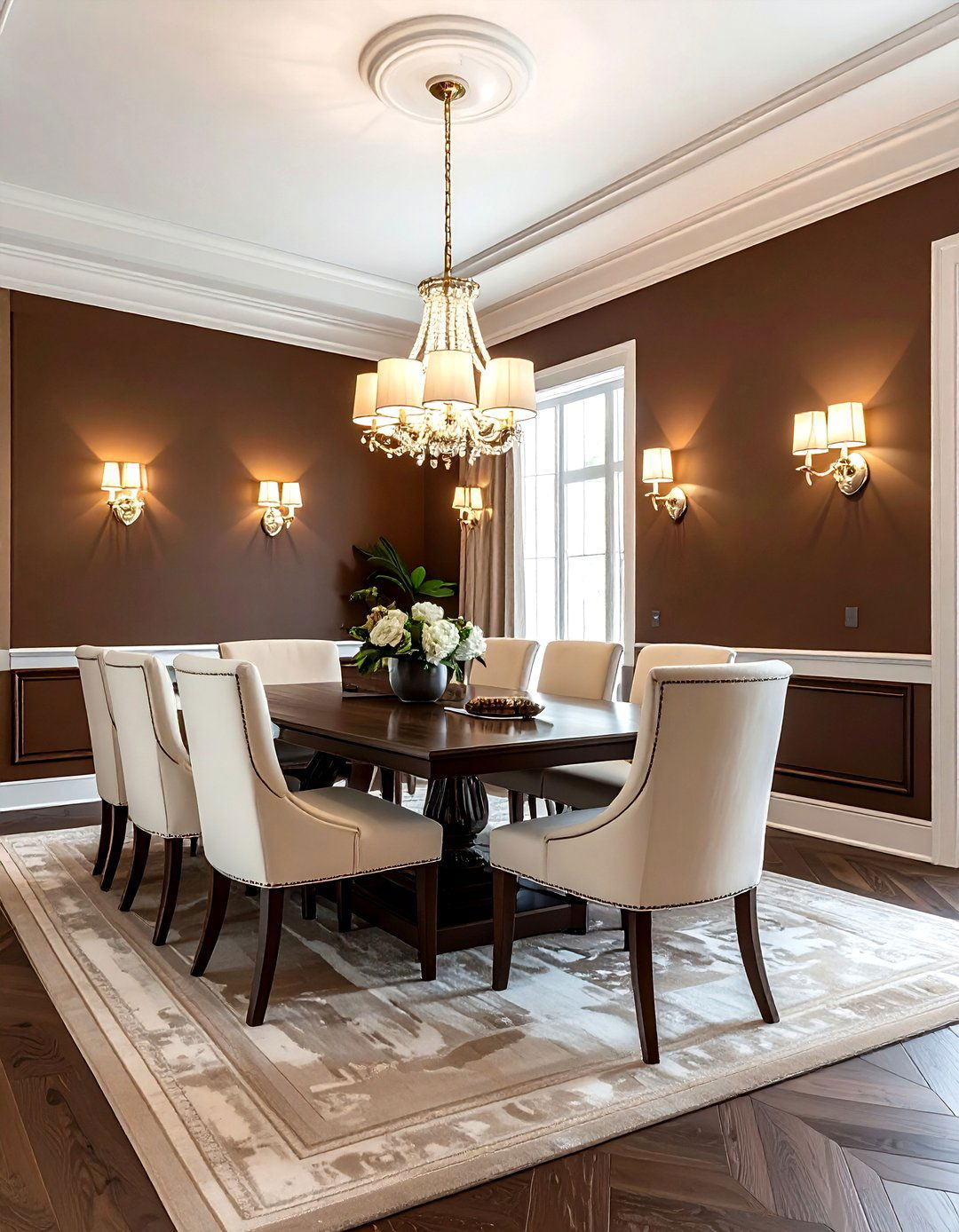 Chocolate brown and cream dining room - 30 two-tone dining room ideas