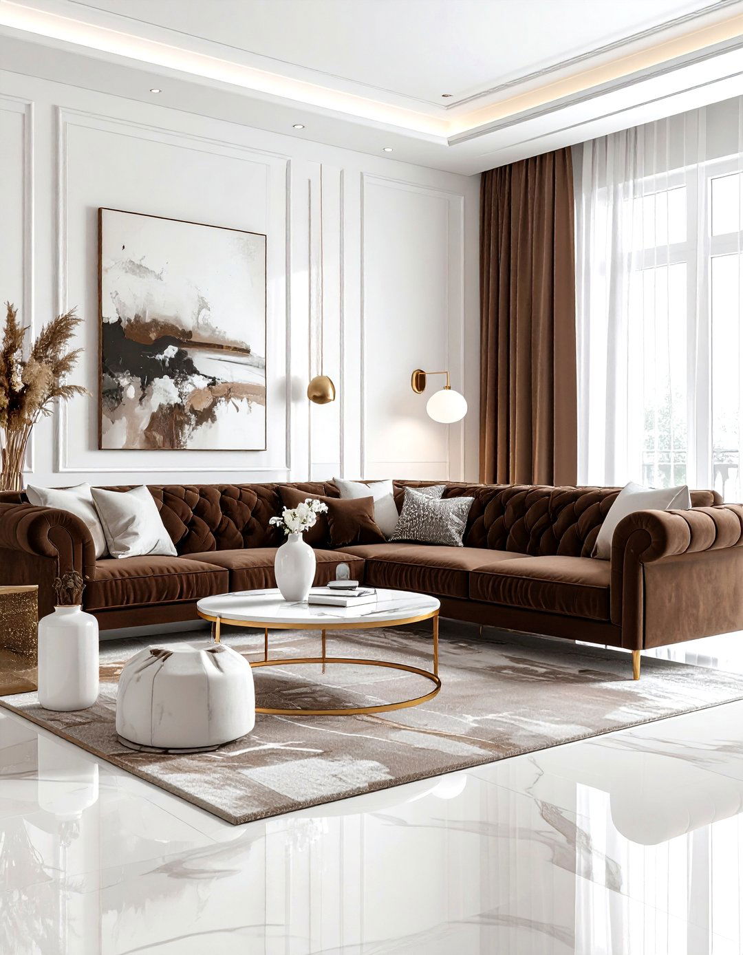 Chocolate brown and white living room - 30 brown and white living room ideas