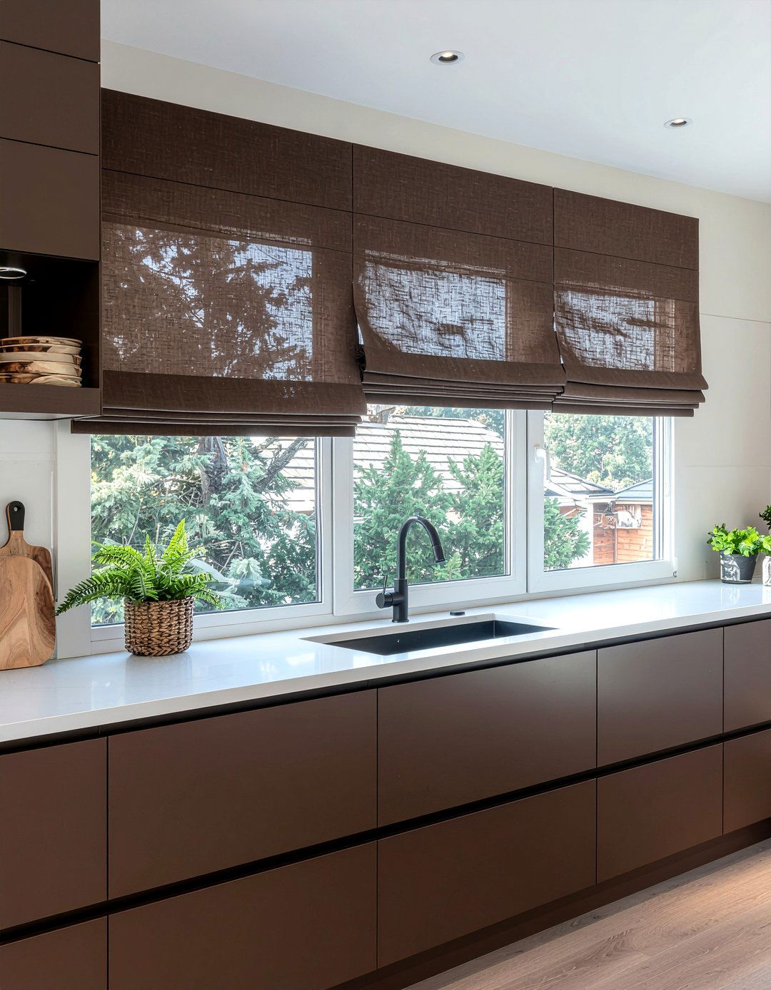 Chocolate brown kitchen window curtains - 30 chocolate brown kitchen ideas