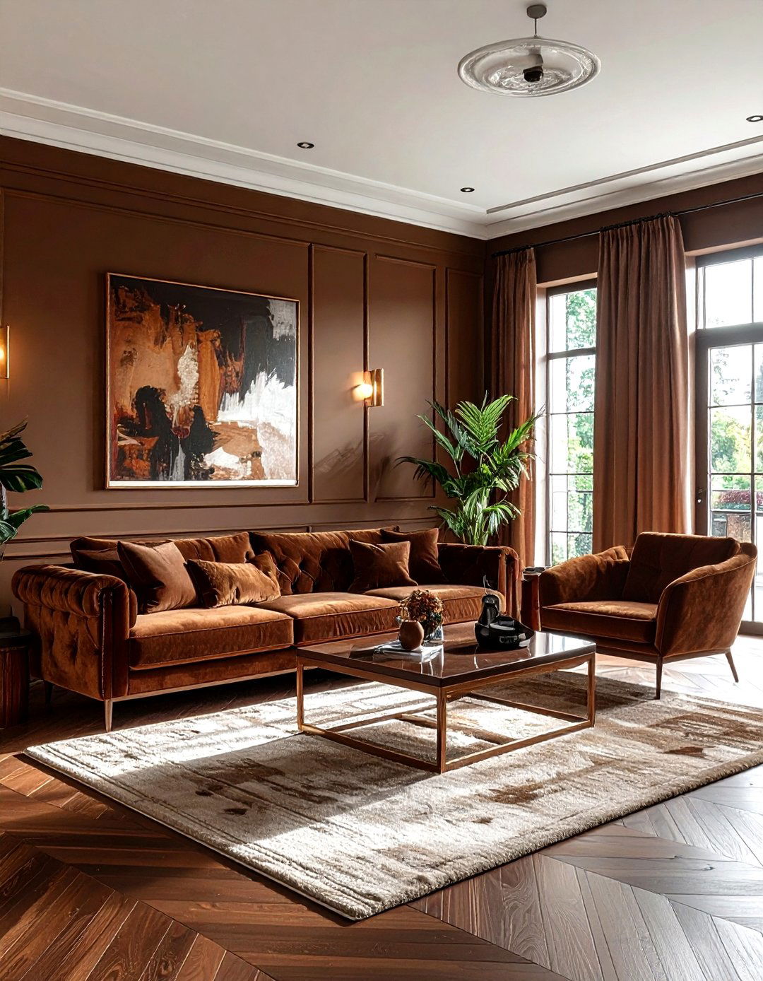 Chocolate brown living room - 30 monochromatic living room ideas