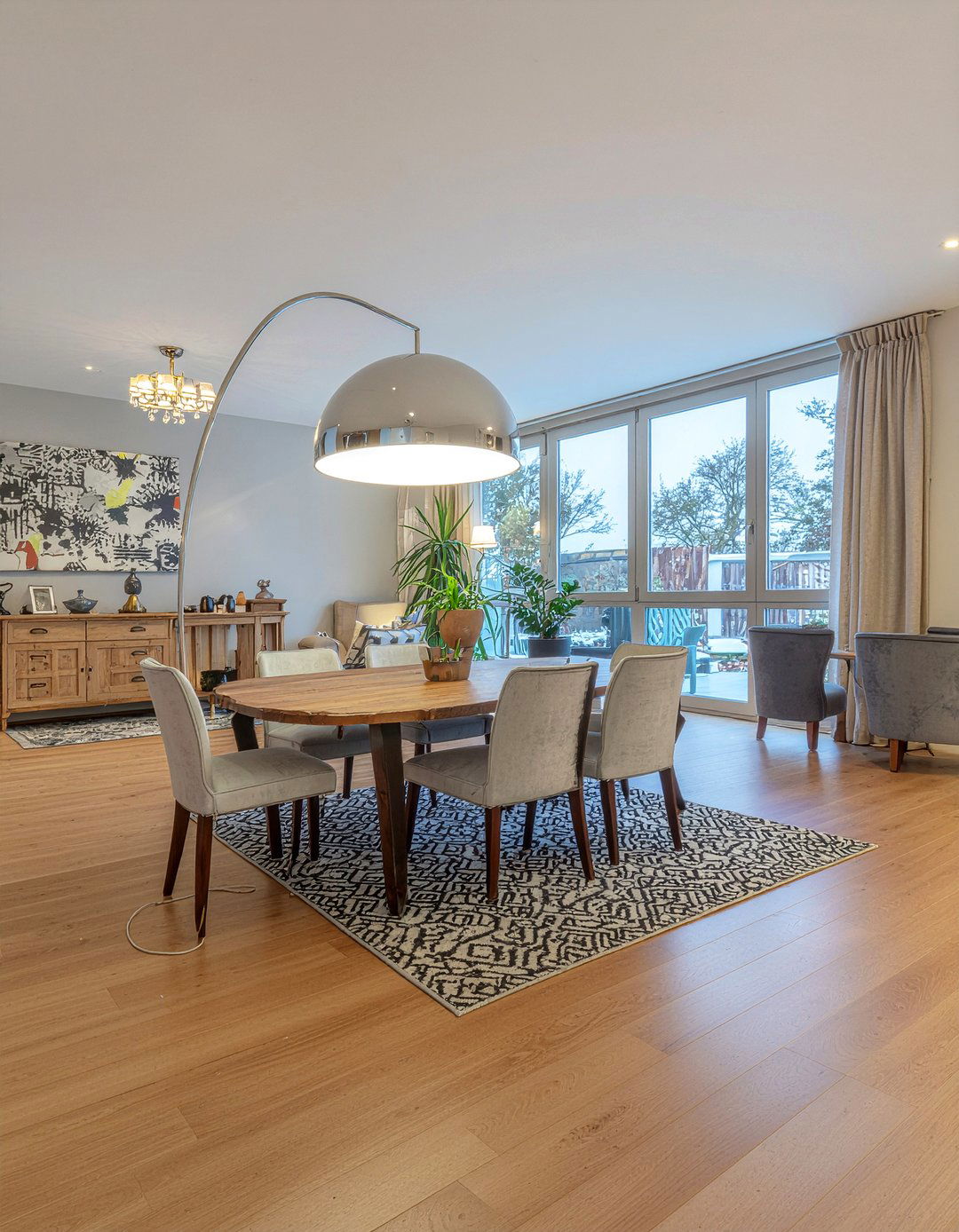 Chrome Arc Floor Lamp - 30 chrome accent dining room ideas