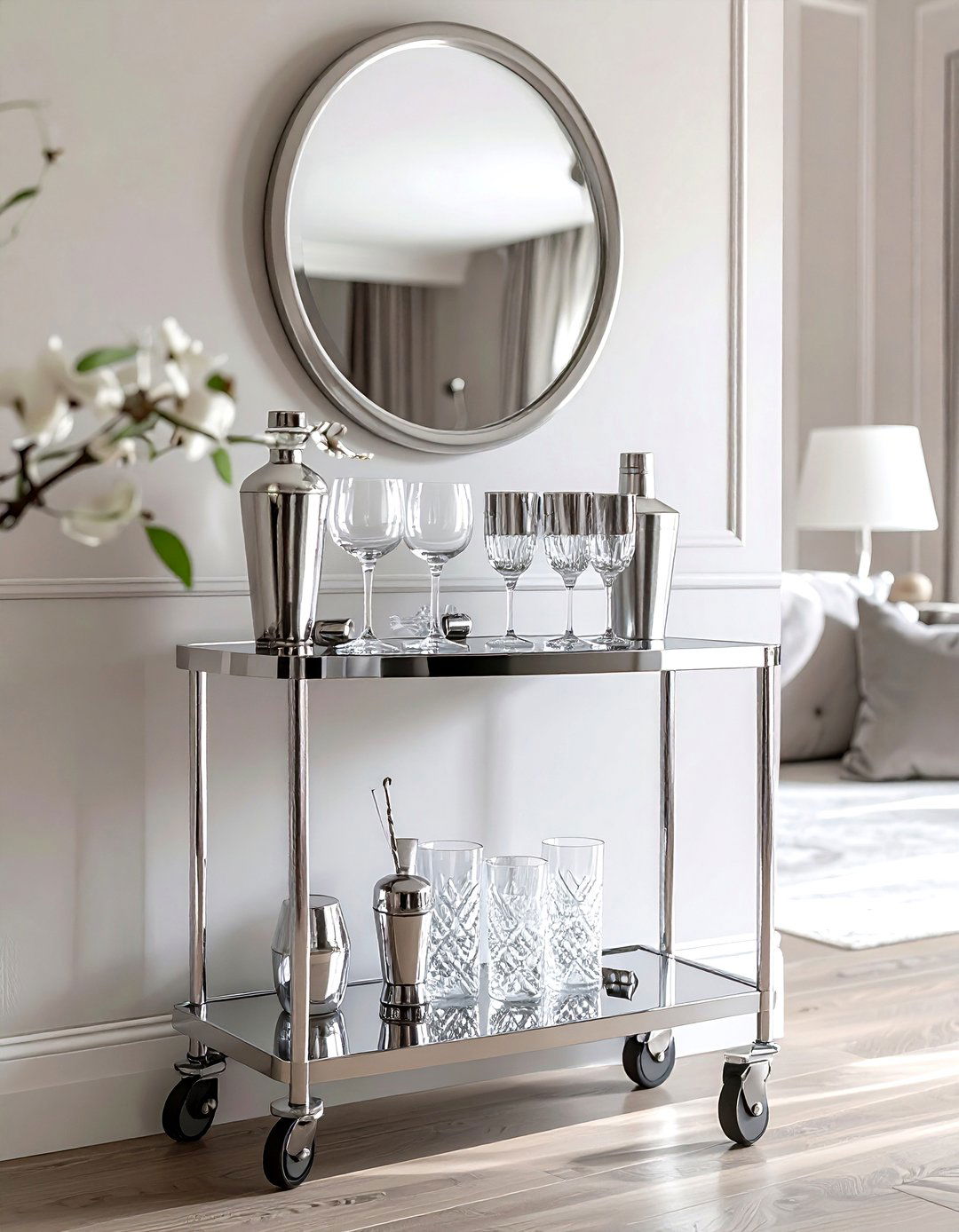 Chrome Bar Cart - 30 silver decor ideas