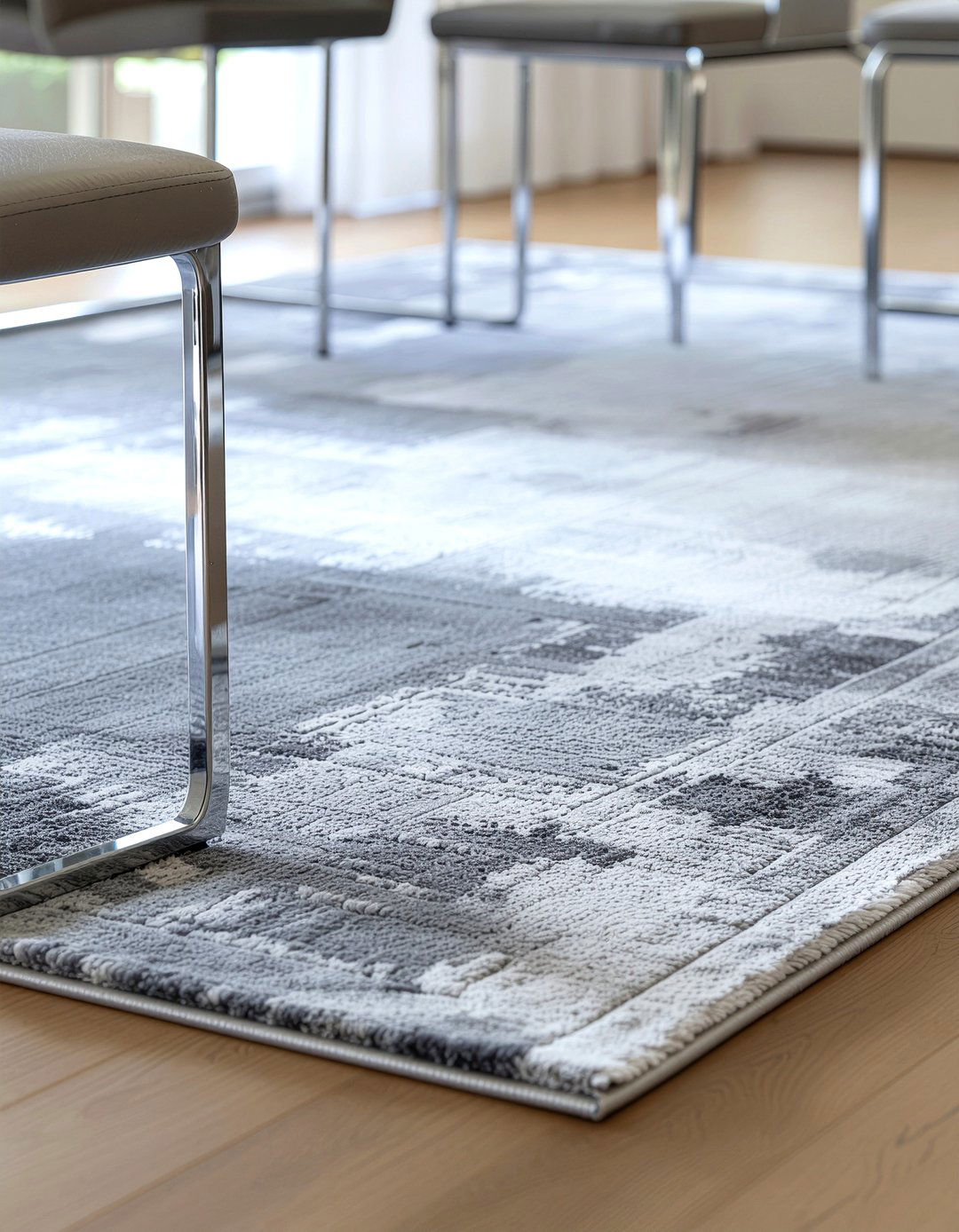 Chrome Border Rug - 30 chrome accent dining room ideas