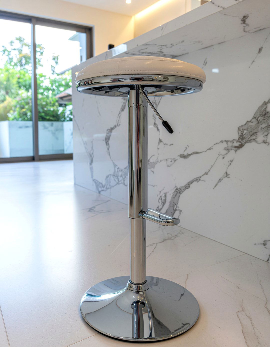 Chrome Counter Height Stool - 30 chrome accent dining room ideas