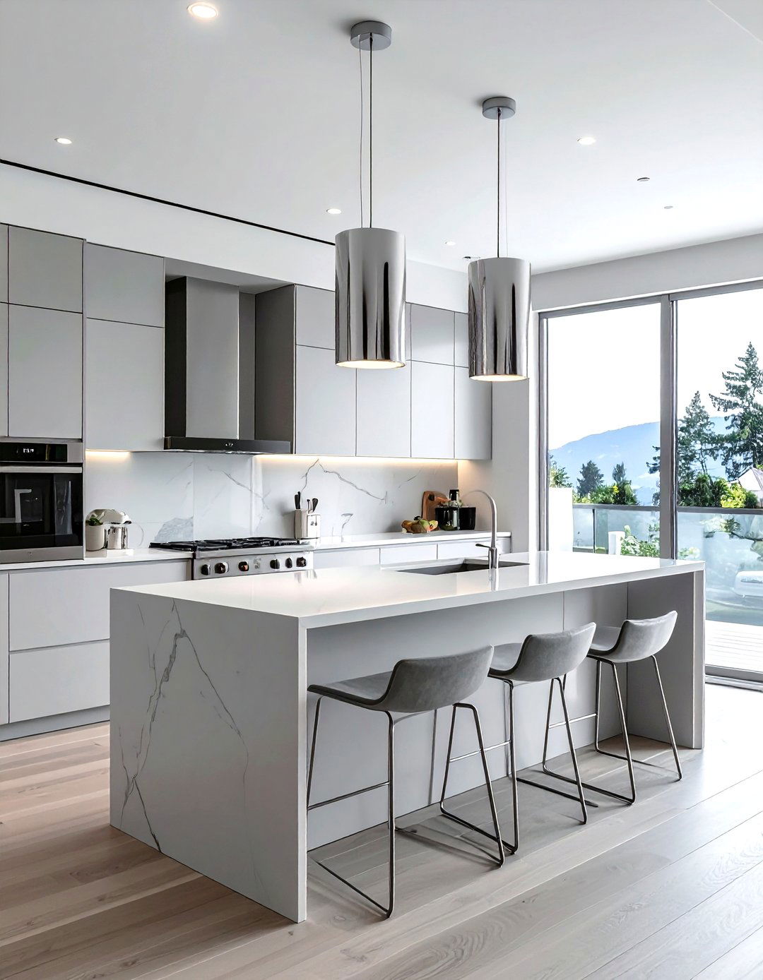 Chrome Cylinder Pendant - 30 metal pendant kitchen ideas