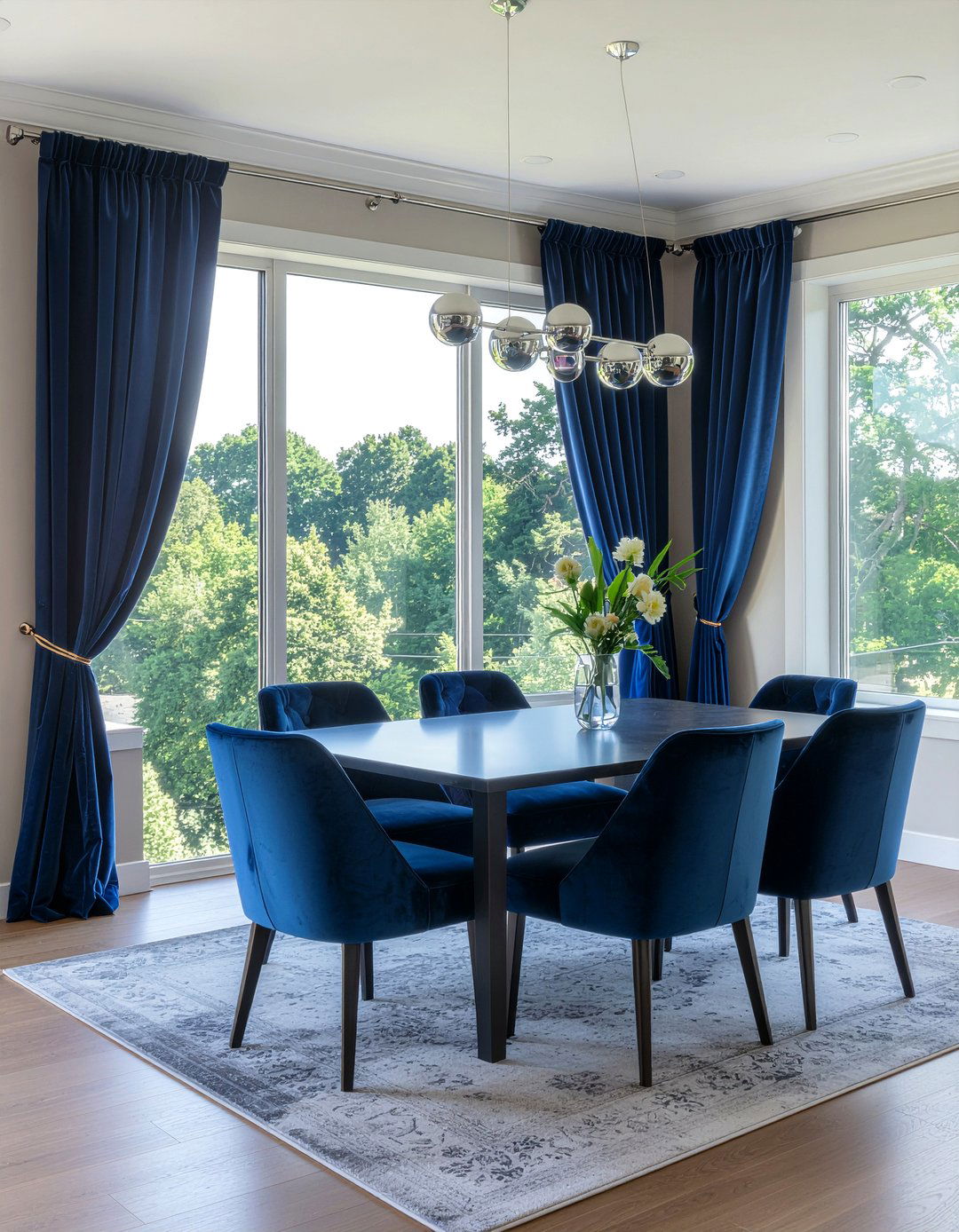 Chrome Drapery Rods - 30 chrome accent dining room ideas