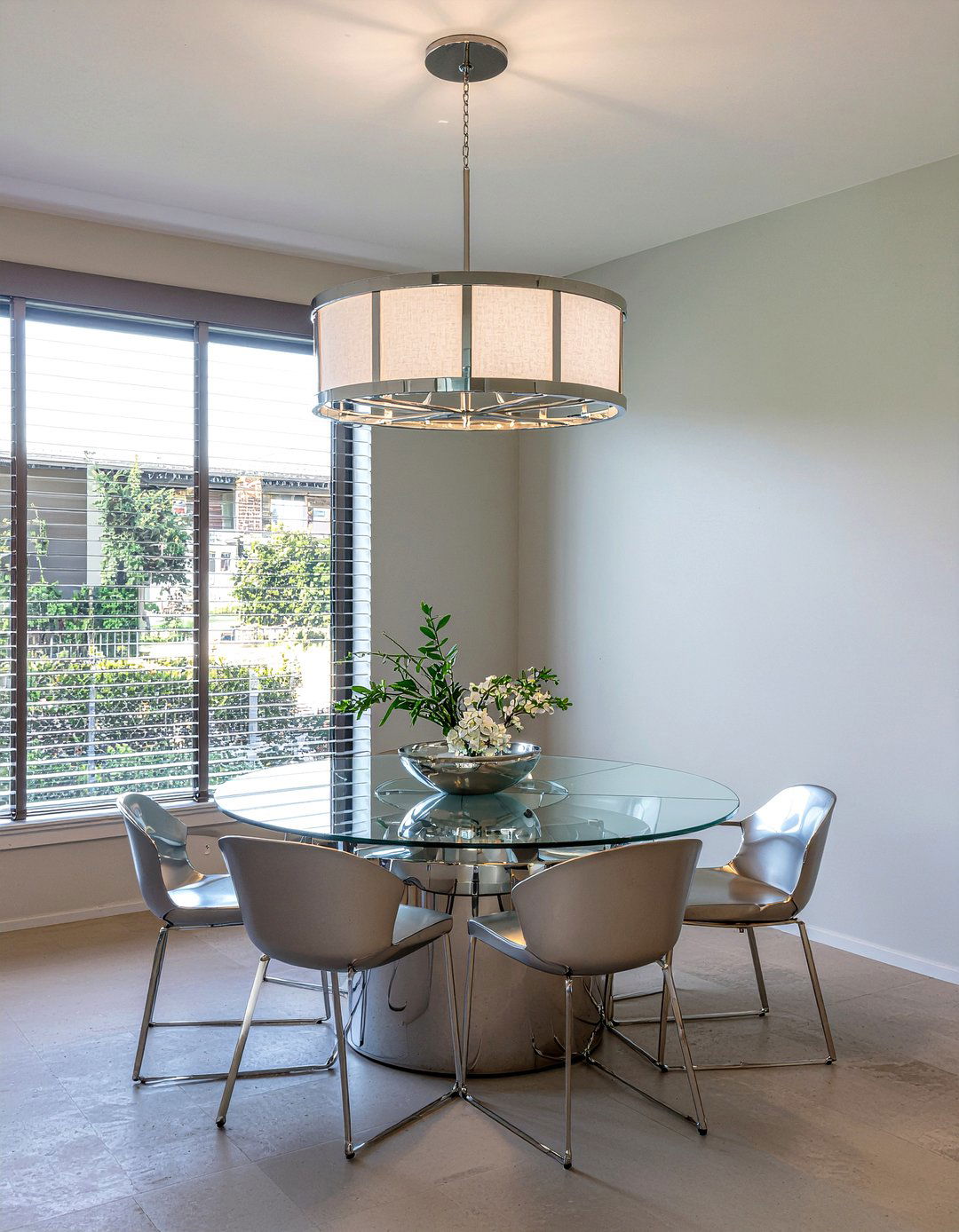 Chrome Drum Light Fixture - 30 chrome accent dining room ideas