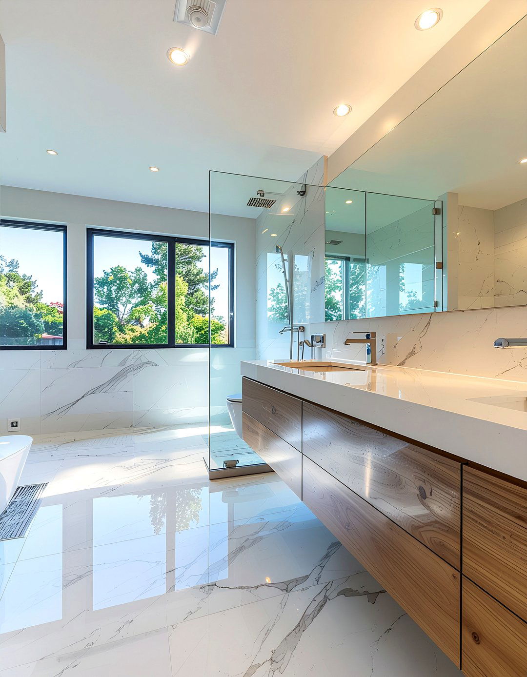 Chrome Finish And Glass Detail - 30 bathroom finish mixing ideas