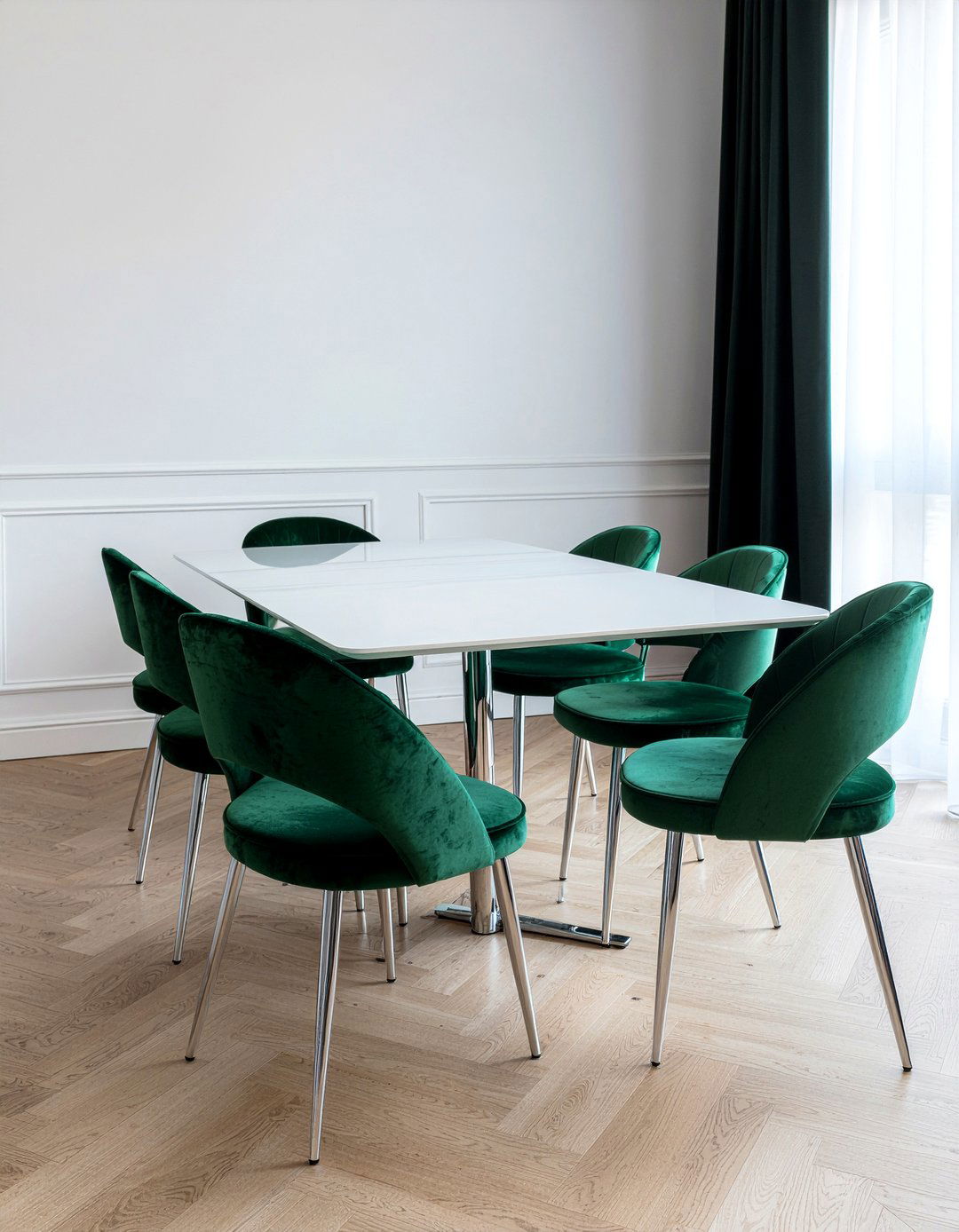 Chrome Leg Velvet Dining Chair - 30 chrome accent dining room ideas