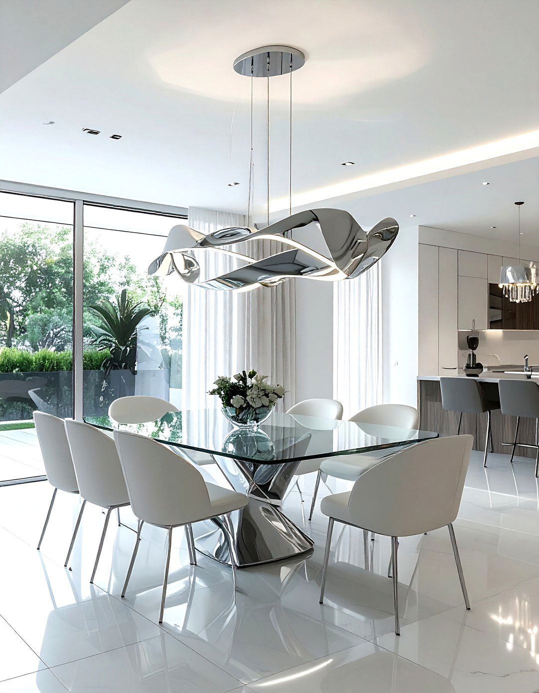 Chrome Modern Light - 30 dining room chandelier ideas