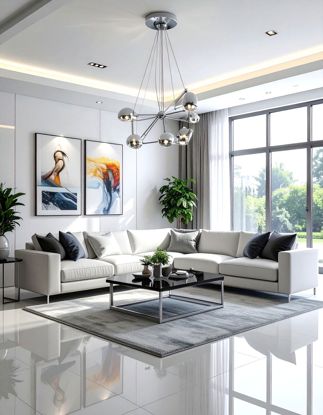 Chrome Multi Arm Light - 30 living room chandelier ideas