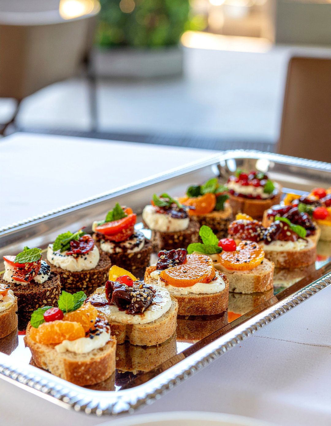 Chrome Serving Platter - 30 chrome accent dining room ideas