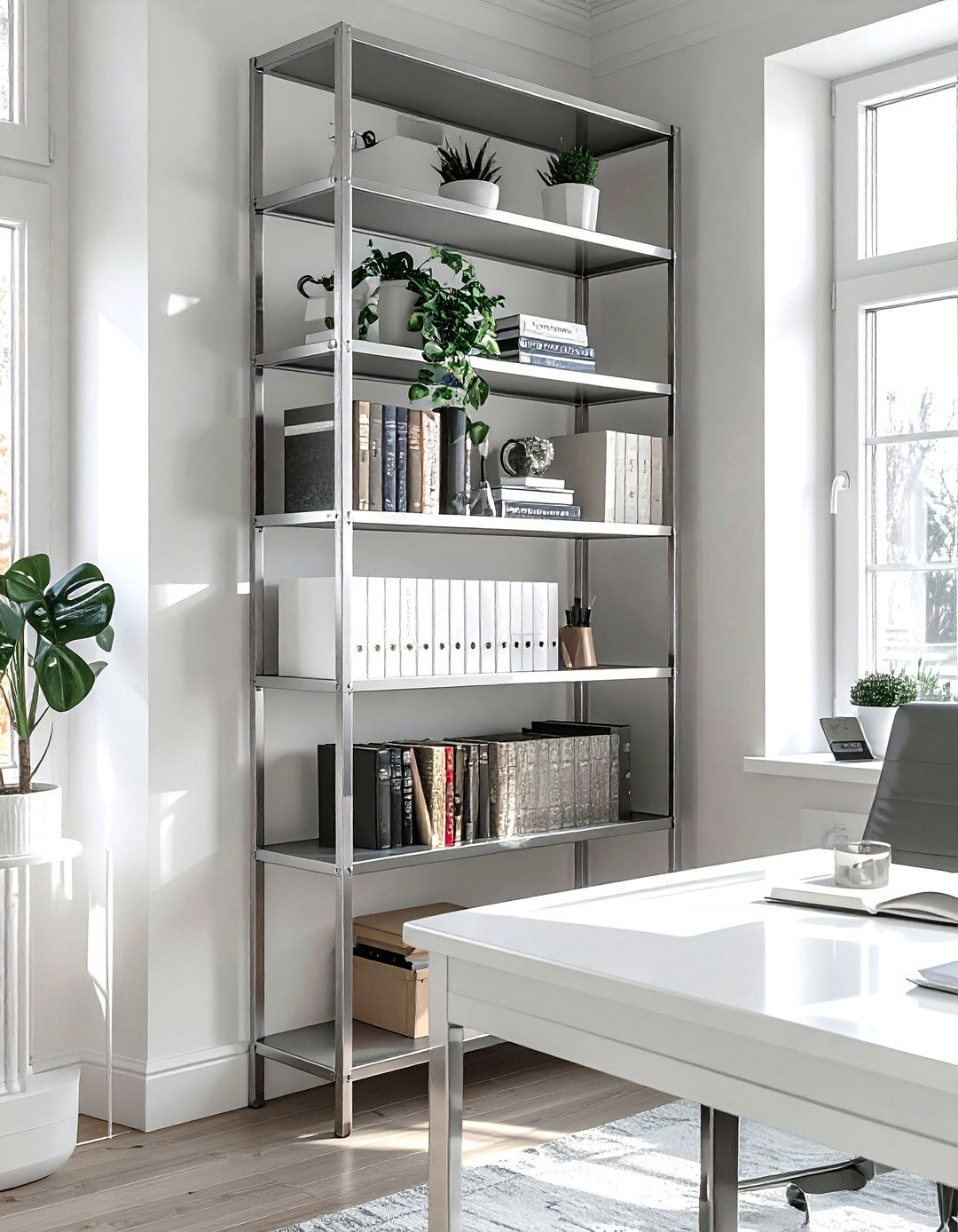 Chrome Shelving Unit - 30 chrome decor ideas