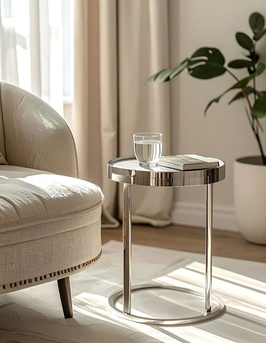 Chrome Side Table - 30 chrome decor ideas