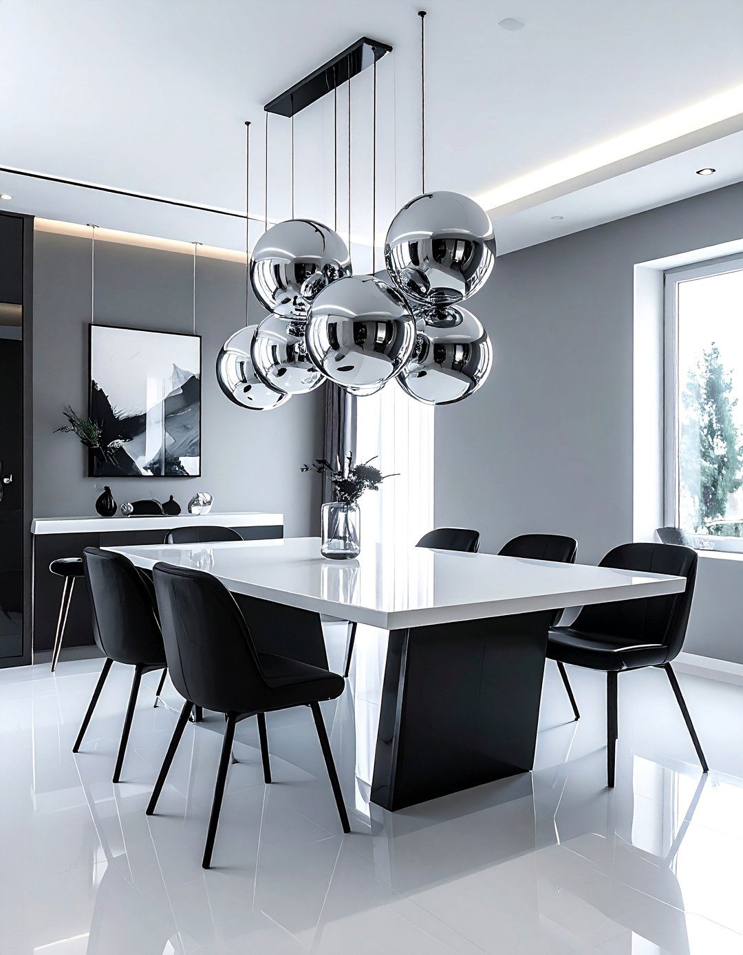 Chrome Sphere Pendant - 30 cluster pendant dining room ideas