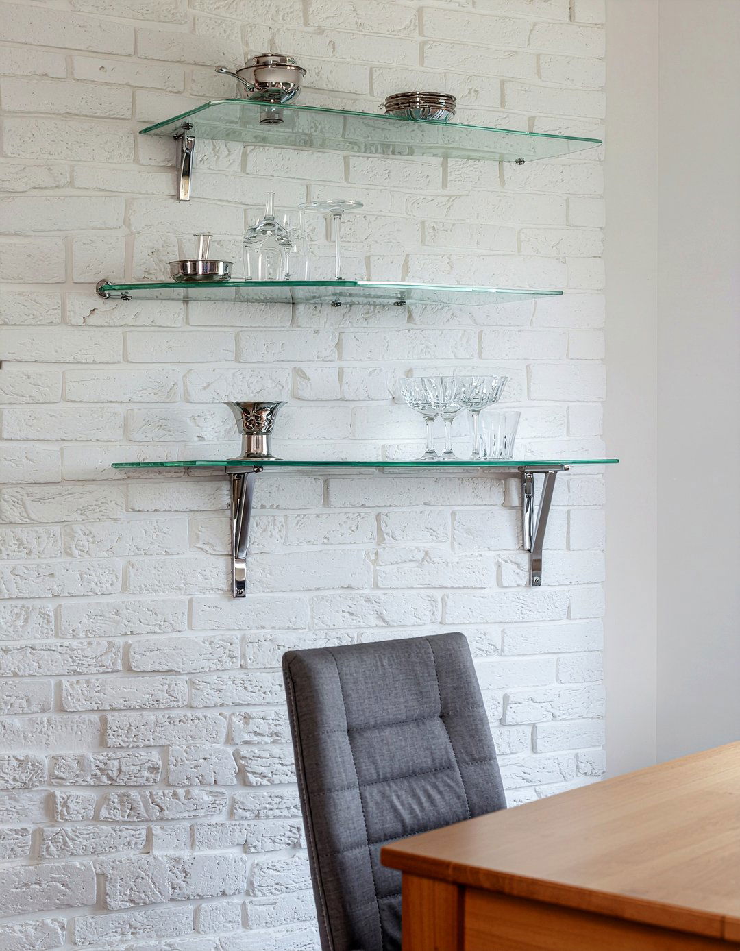 Chrome Wall Shelving - 30 chrome accent dining room ideas