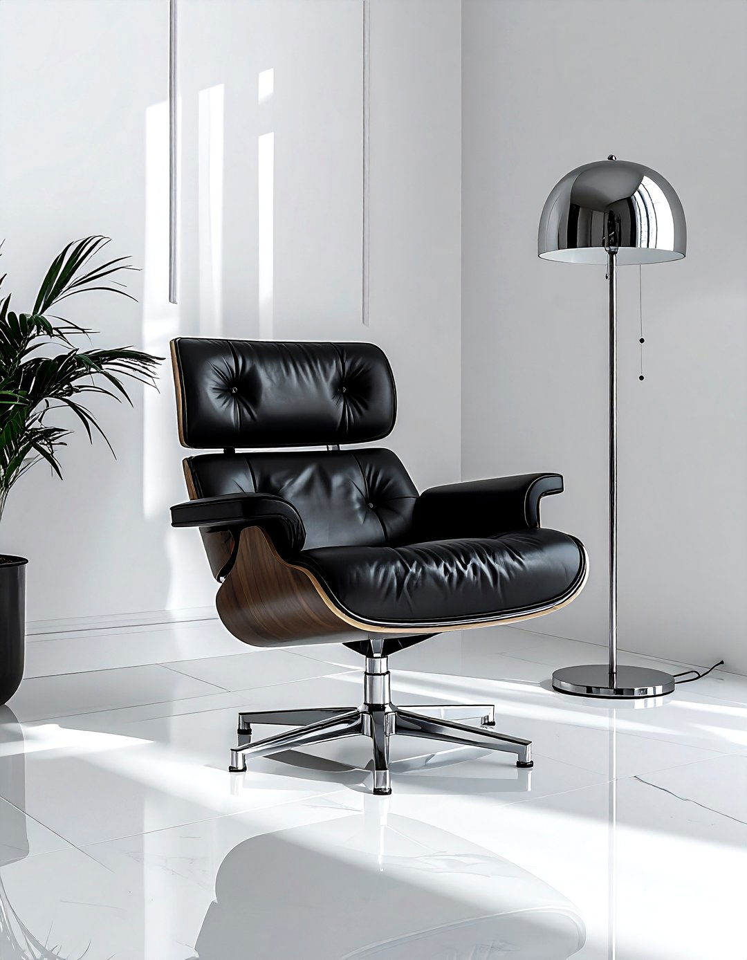 Chrome and leather lounge - 30 mixed material bedroom ideas